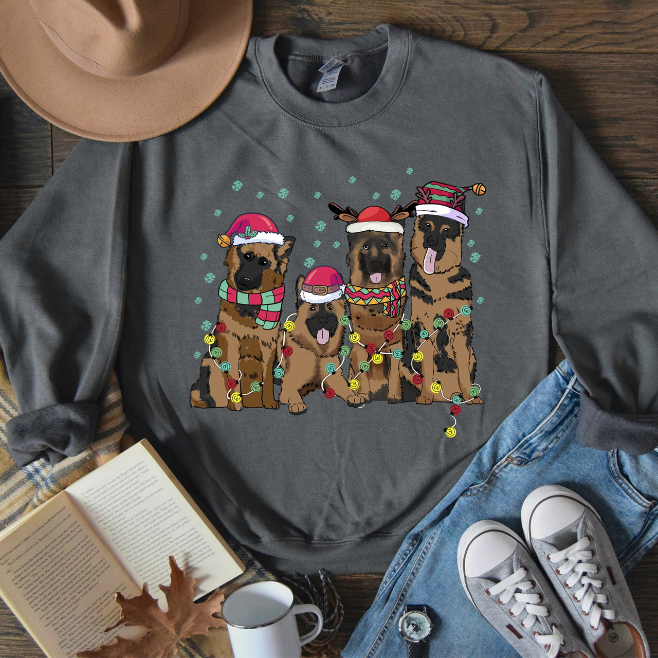 Christmas Dogs German Shepherd Santa Claus Dog Lovers Festive Furry Friends Holiday Celebration Sweatshirt