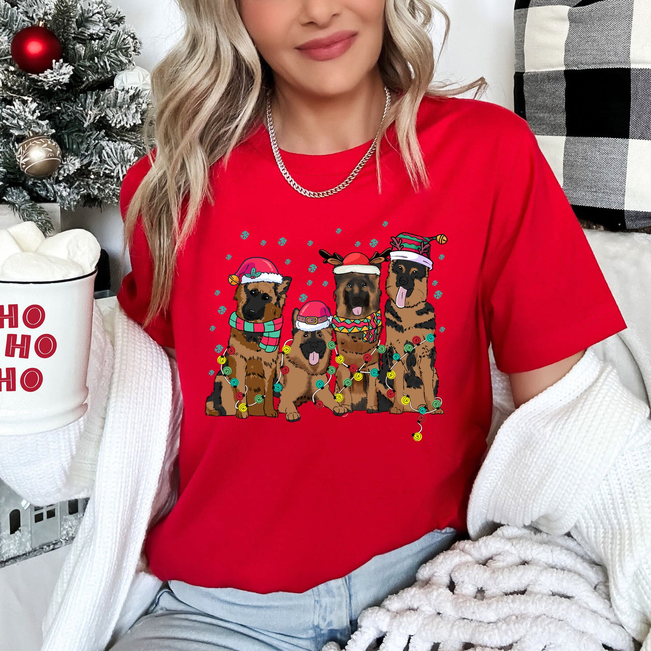 Christmas Dogs German Shepherd Santa Claus Pet Lovers Edition Premium Graphic Tee