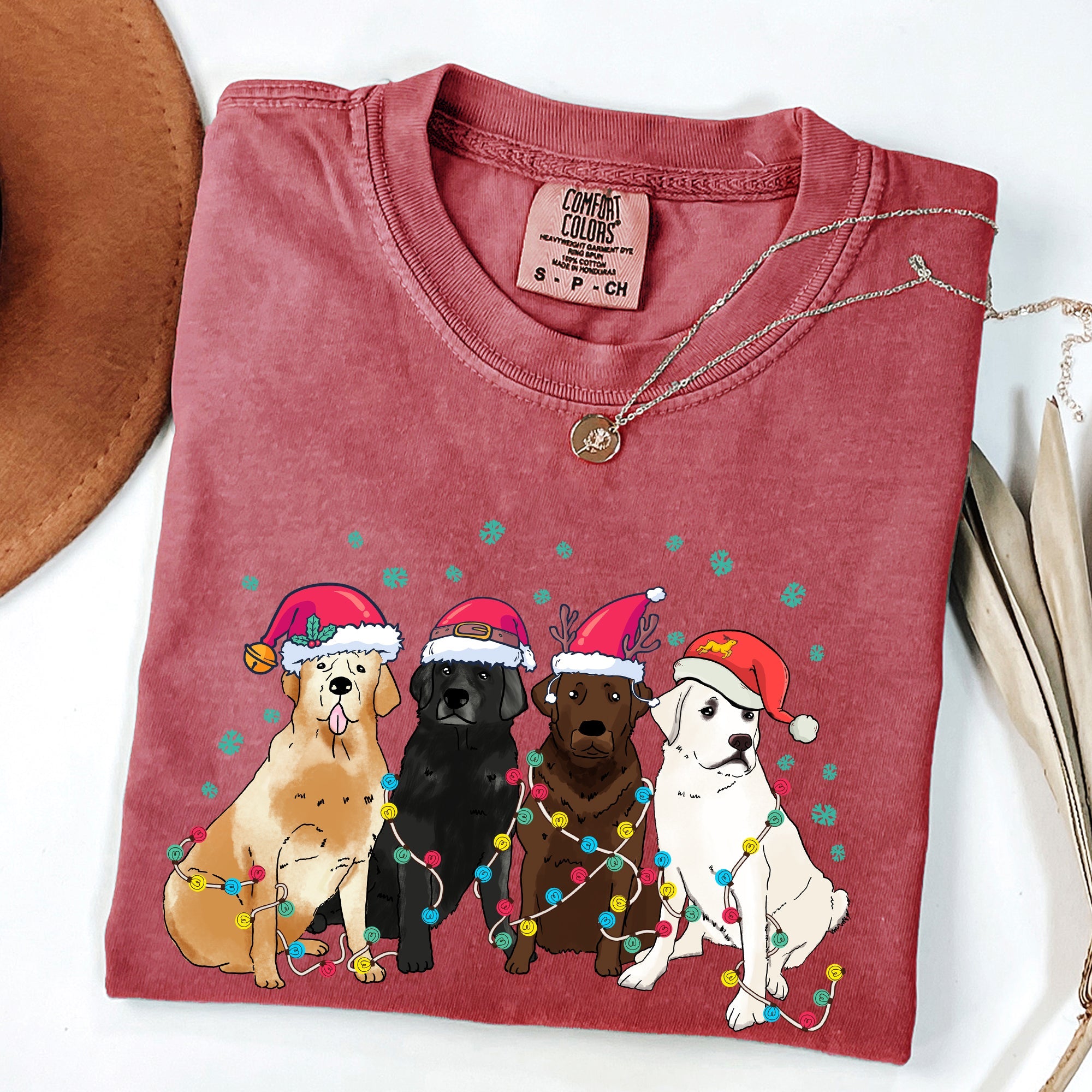 Christmas Dogs Puppies Dog Lovers Santa Claus Winter Snow Holiday Theme Comfort Colors Tee