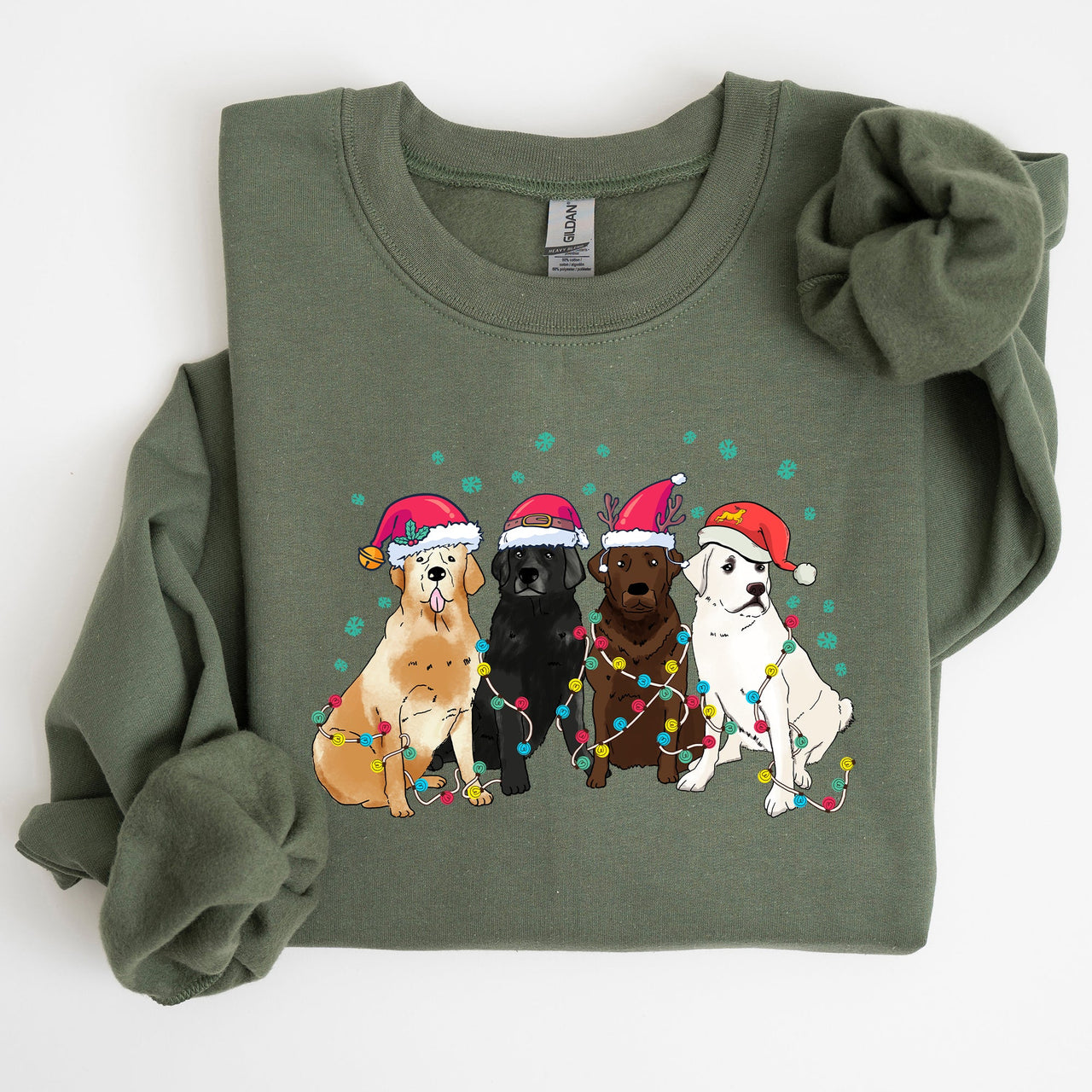 Festive Christmas Dogs And Puppies For Dog Lovers Santa Winter Snow Xmas Joyful Season Sweatshirt