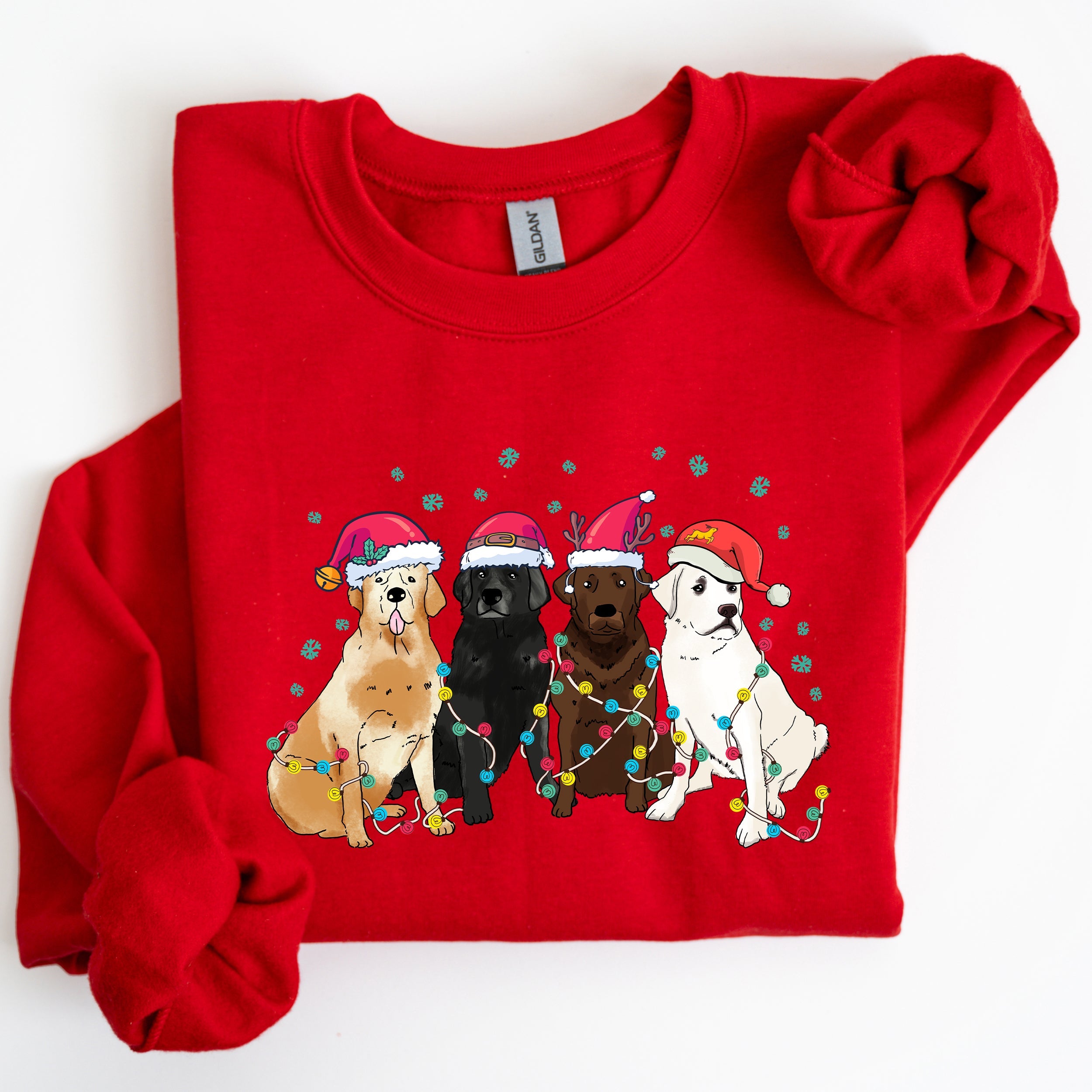 Festive Christmas Dogs And Puppies For Dog Lovers Santa Winter Snow Xmas Joyful Season Sweatshirt