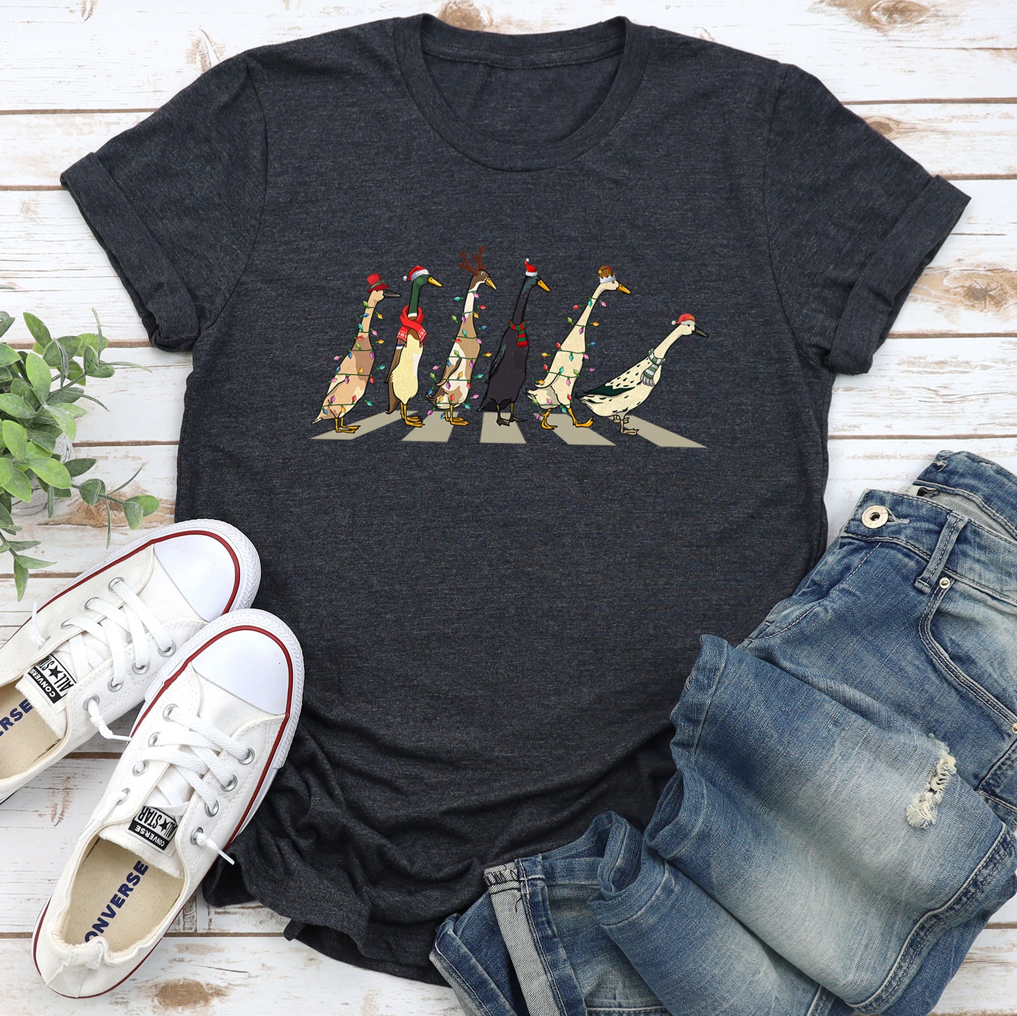 Christmas Ducks And Duck Lovers Santa Farm Life Holiday Edition Artwork Graphic Tee