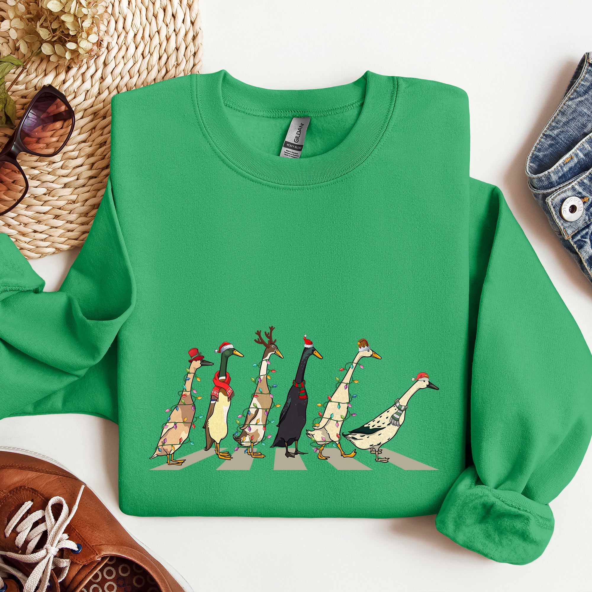 Christmas Ducks, Duck Lovers, Santa, Farm Life Holiday Edition Premium Sweatshirt