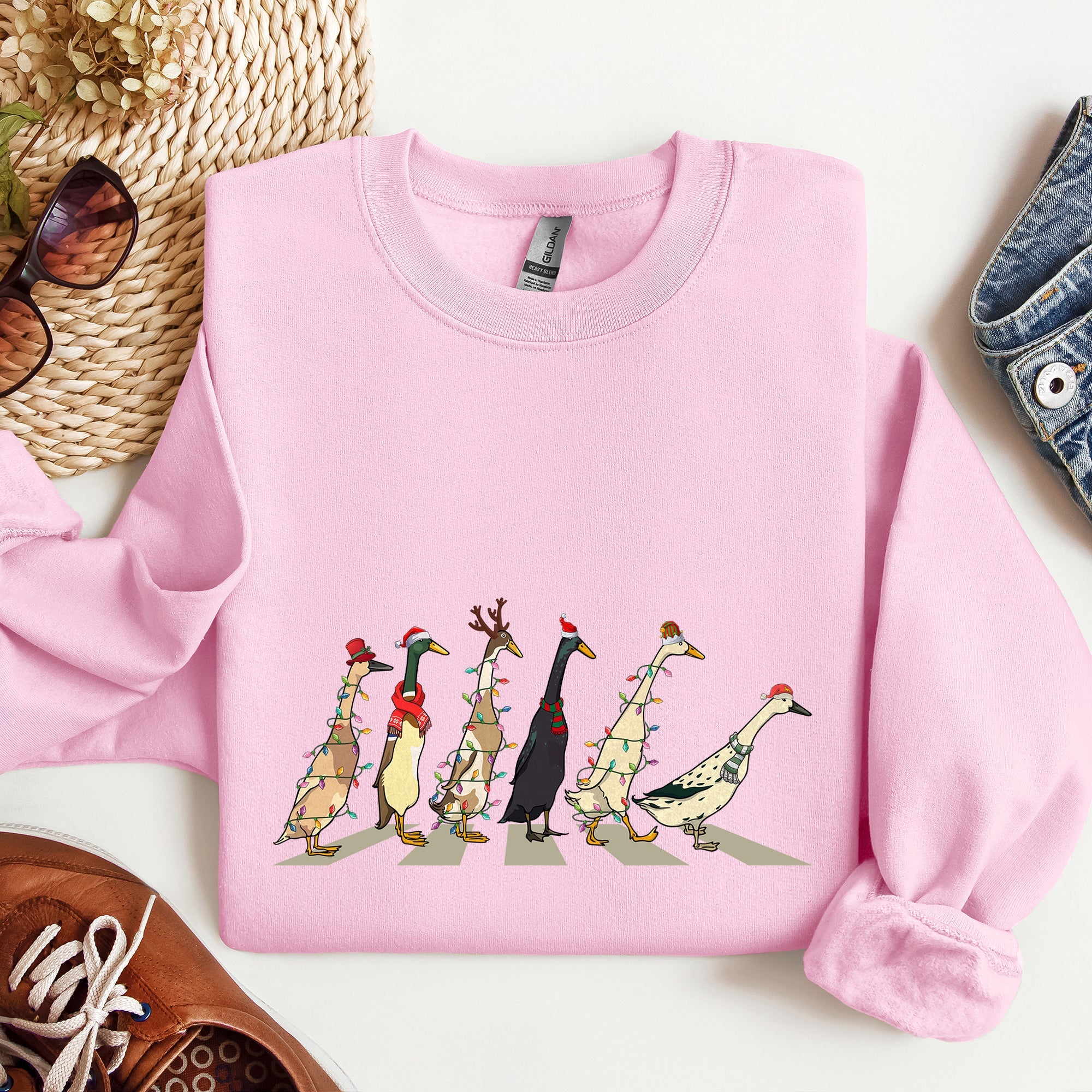 Christmas Ducks, Duck Lovers, Santa, Farm Life Holiday Edition Premium Sweatshirt