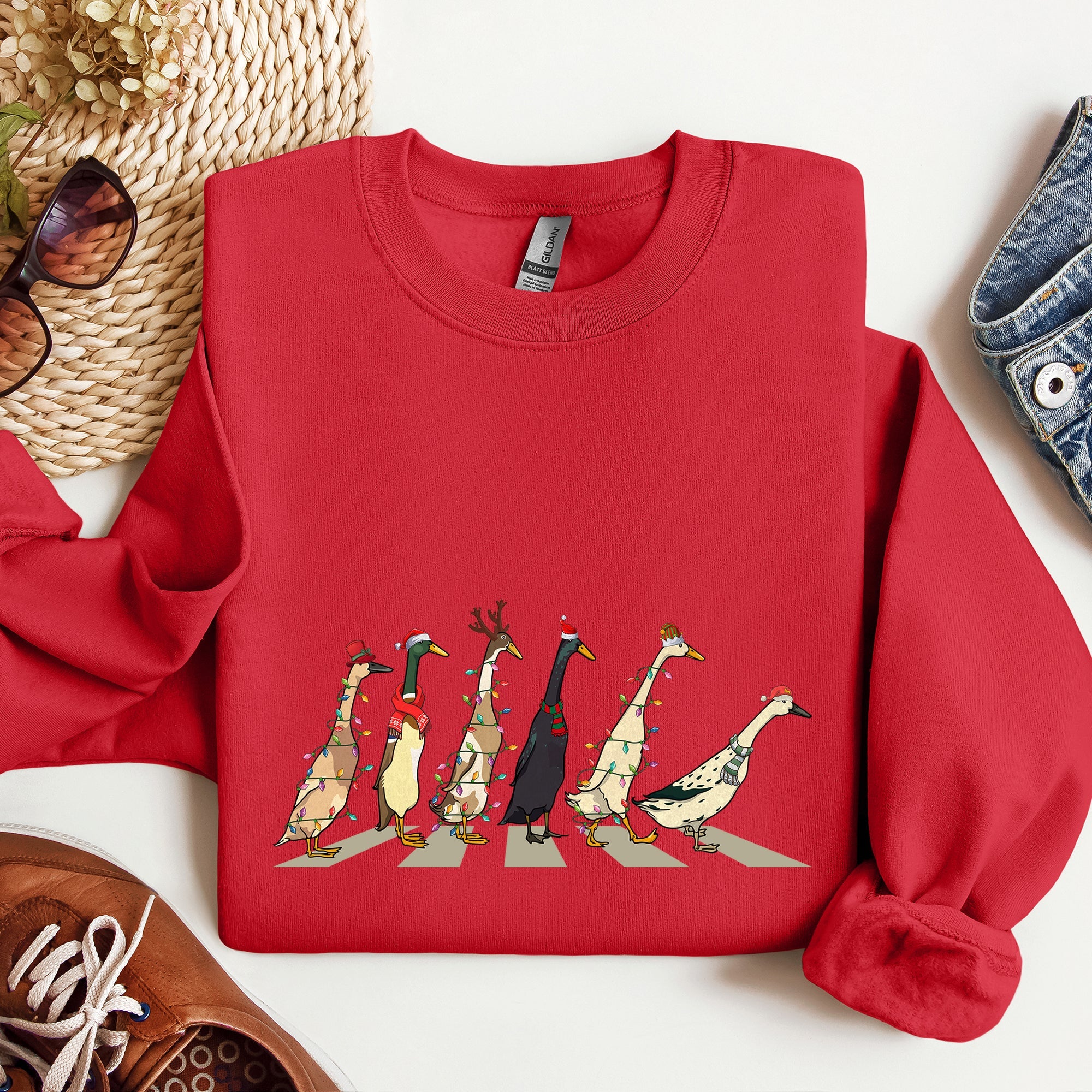 Christmas Ducks, Duck Lovers, Santa, Farm Life Holiday Edition Premium Sweatshirt