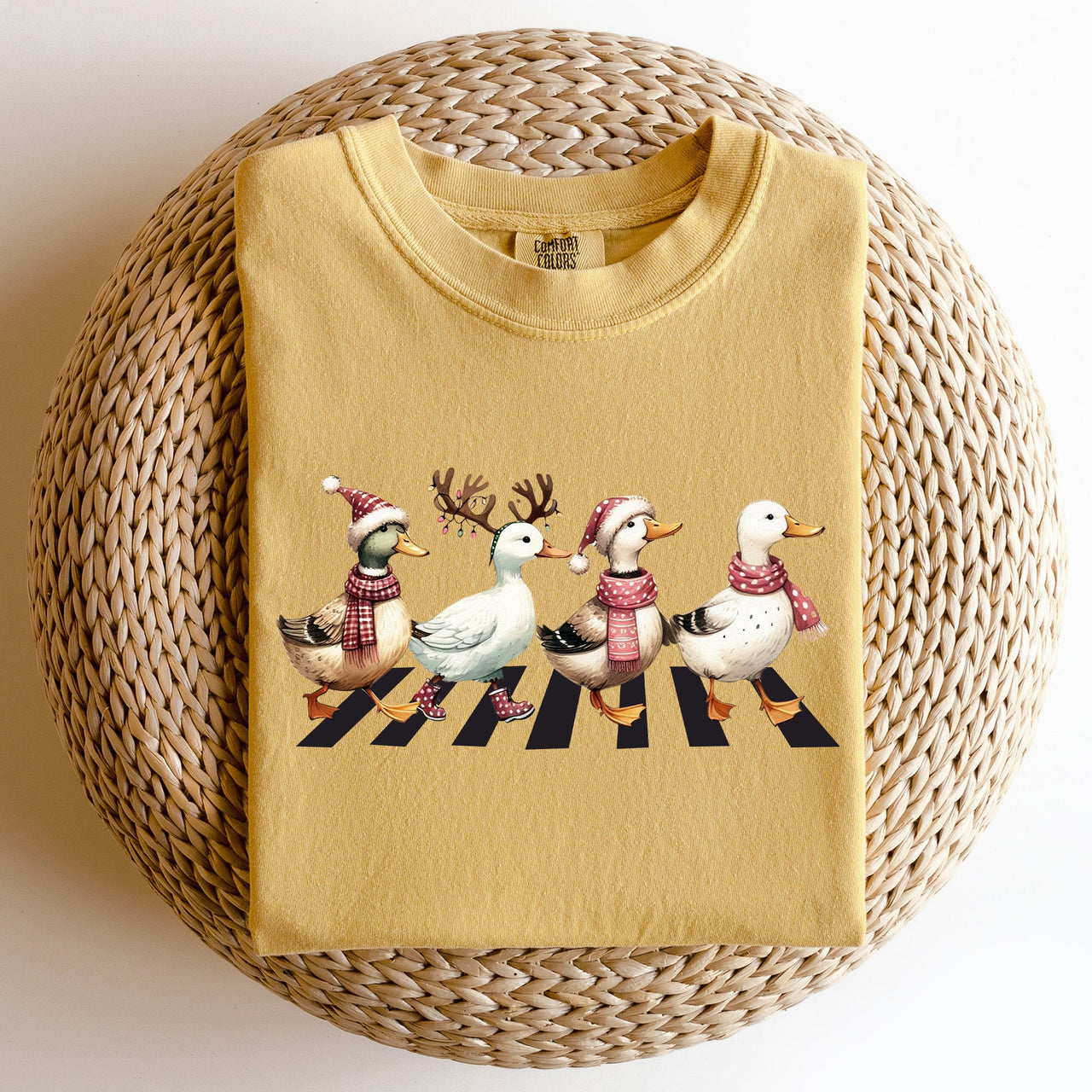 Christmas Ducks And Farm Animals Crossing Santa Winter Snow Xmas Comfort Colors Tee