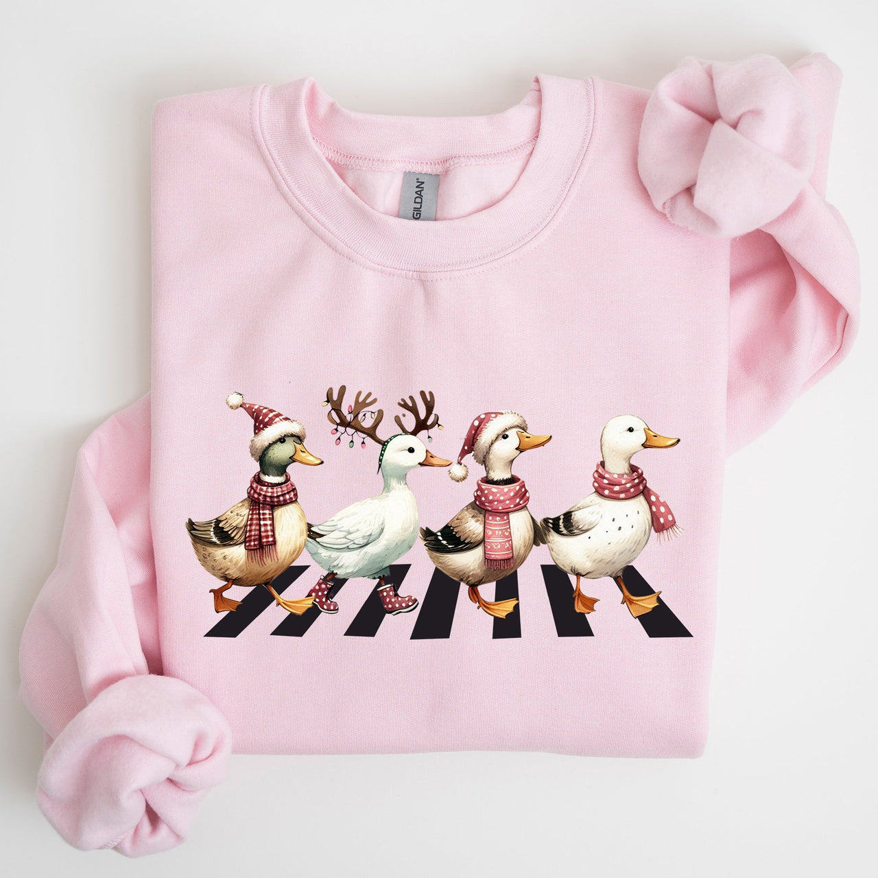 Christmas Ducks Farm Animals Crossing Road Santa Winter Snow Xmas Festive Sweatshirt