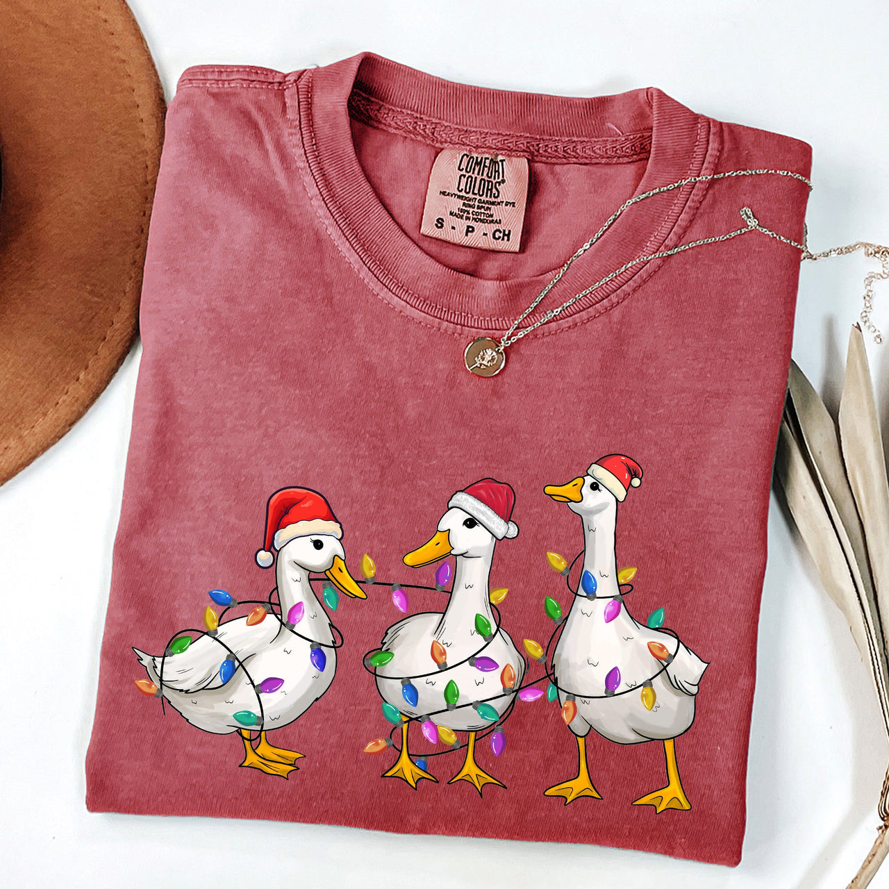 Christmas Ducks, Farm Animals, Santa, Winter, Snow, Xmas Scene Comfort Colors Tee