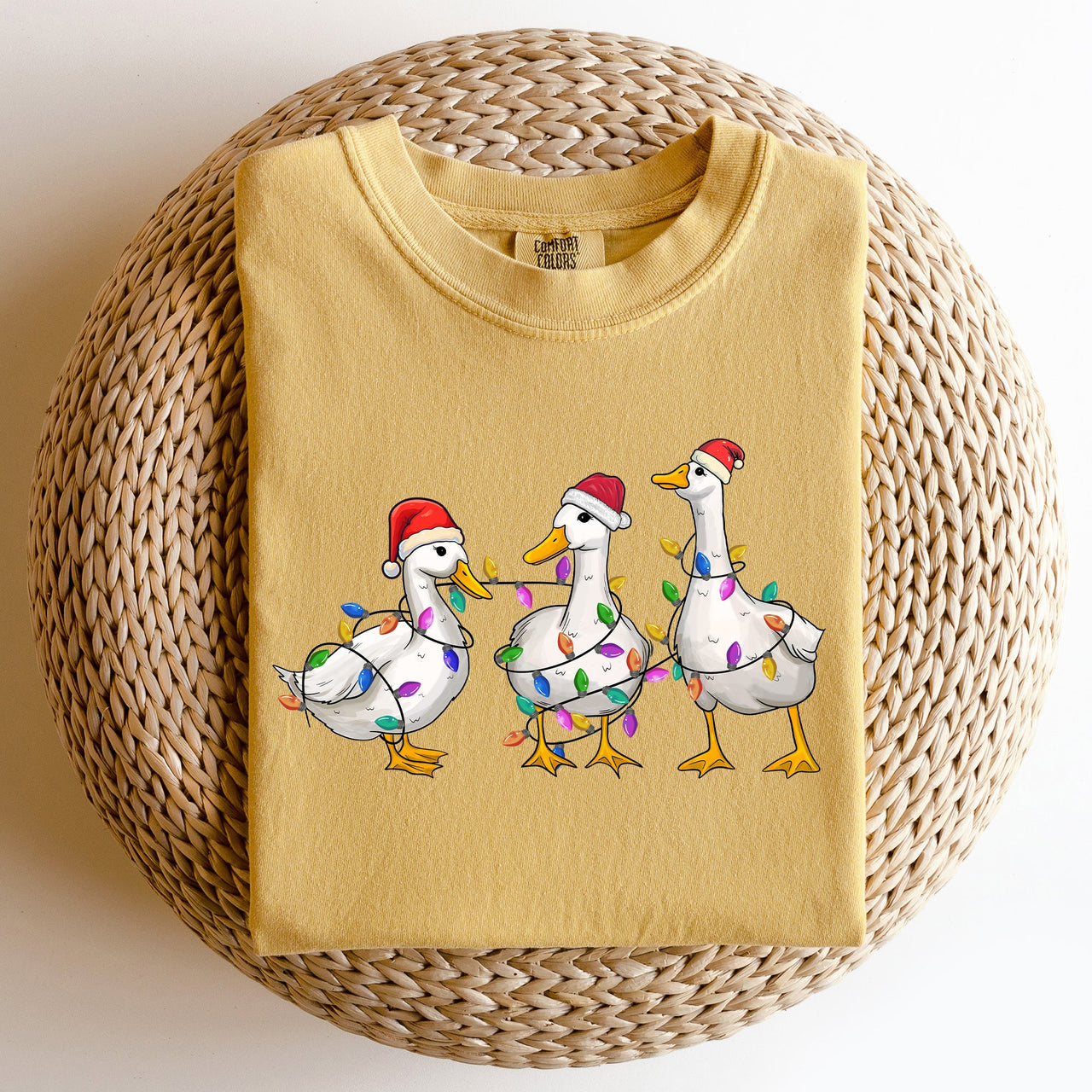 Christmas Ducks, Farm Animals, Santa, Winter, Snow, Xmas Scene Comfort Colors Tee