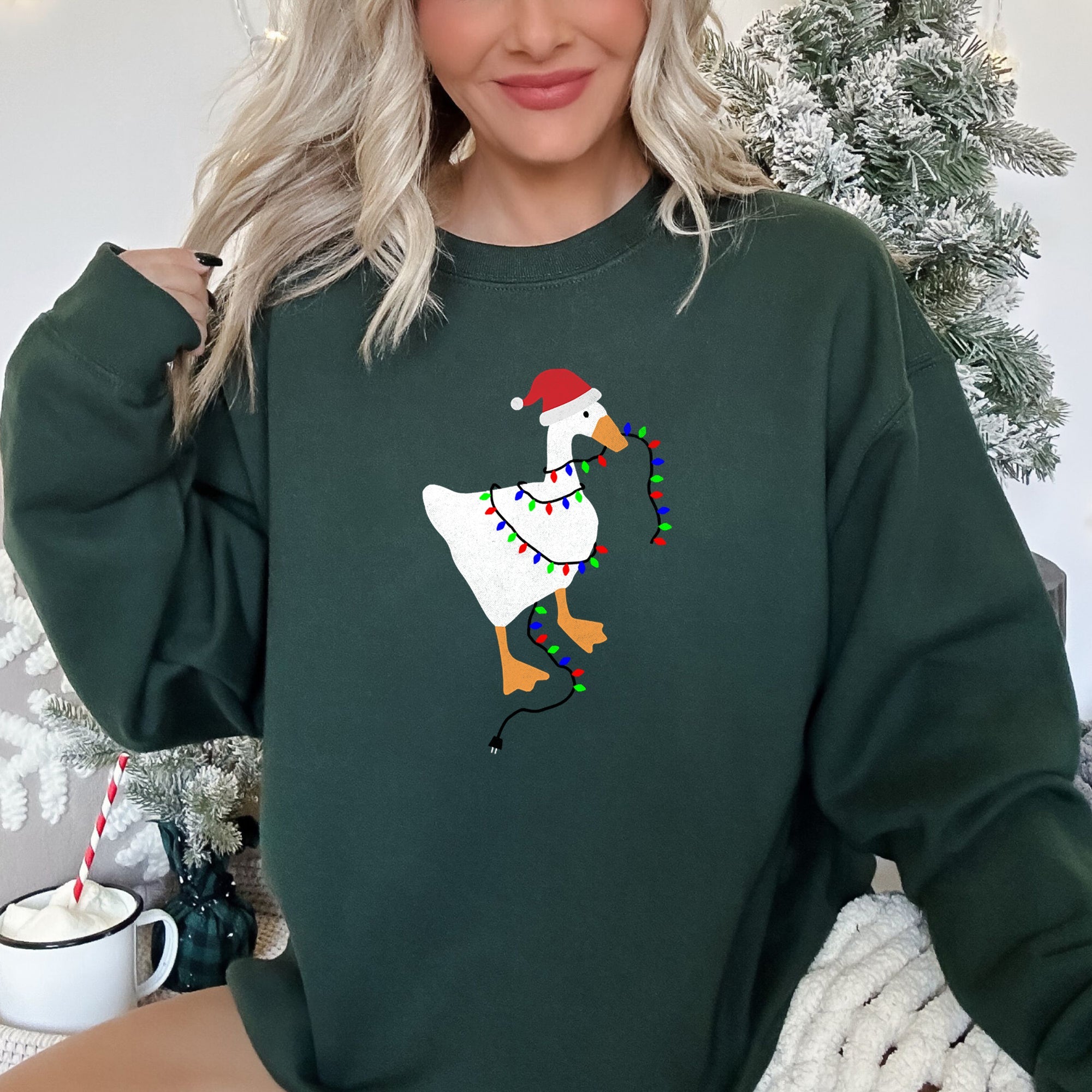 Christmas Goose Lights Retro Festive Holiday Design With Vintage Neon Accents Sweatshirt