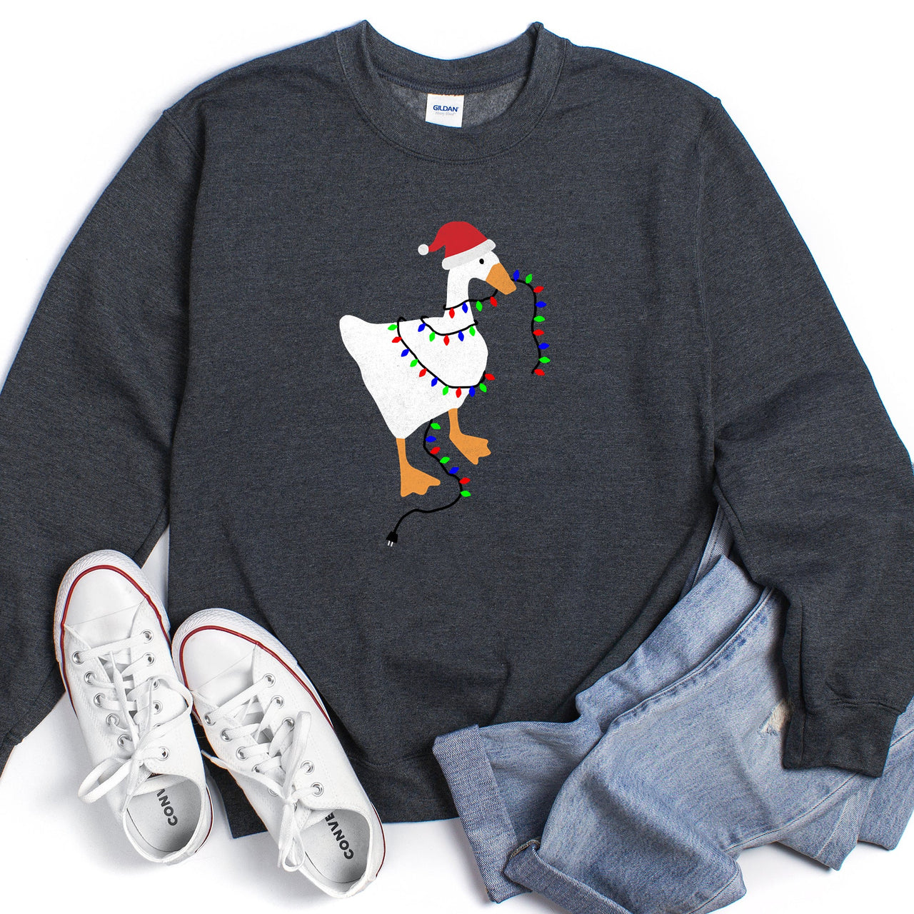 Christmas Goose Lights Retro Festive Holiday Design With Vintage Neon Accents Sweatshirt