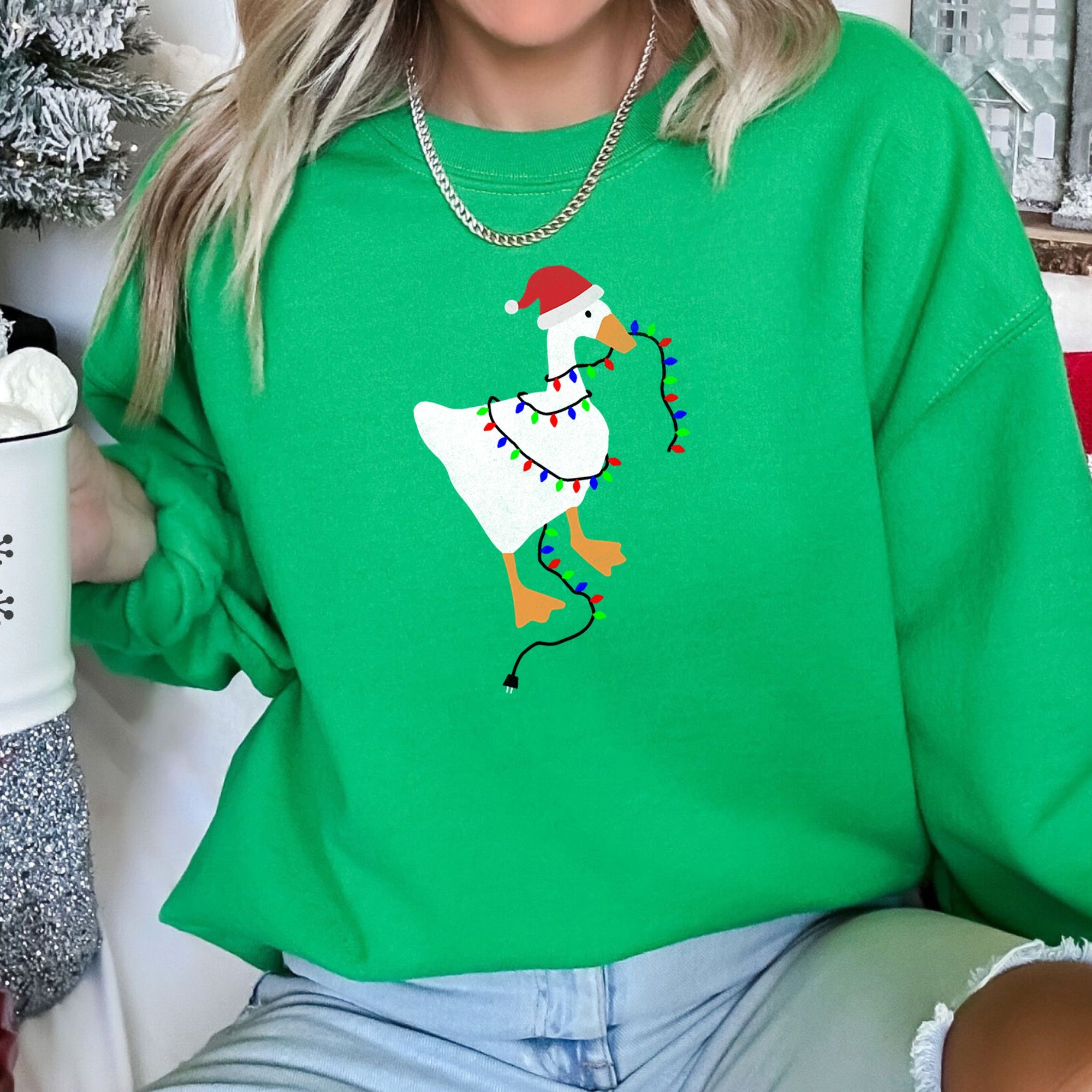 Christmas Goose Lights Retro Festive Holiday Design With Vintage Neon Accents Sweatshirt
