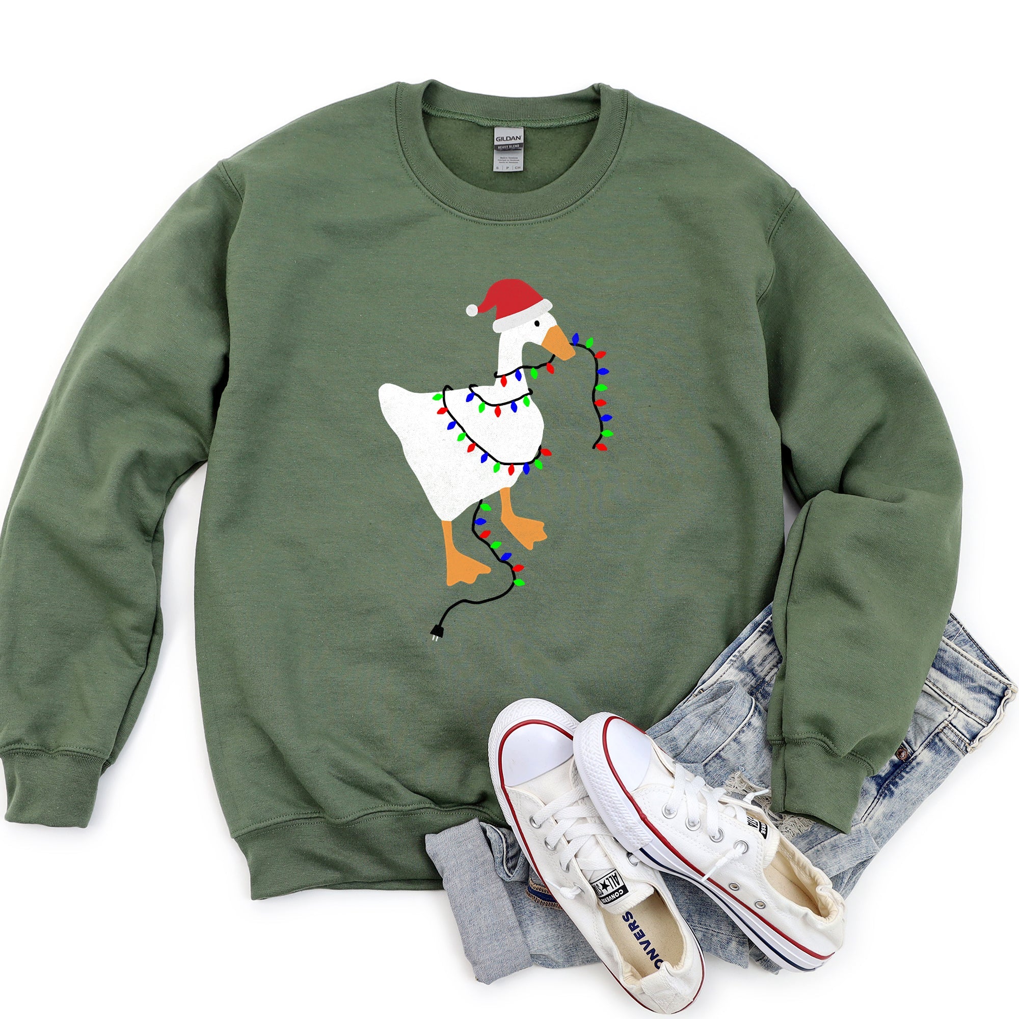Christmas Goose Lights Retro Festive Holiday Design With Vintage Neon Accents Sweatshirt