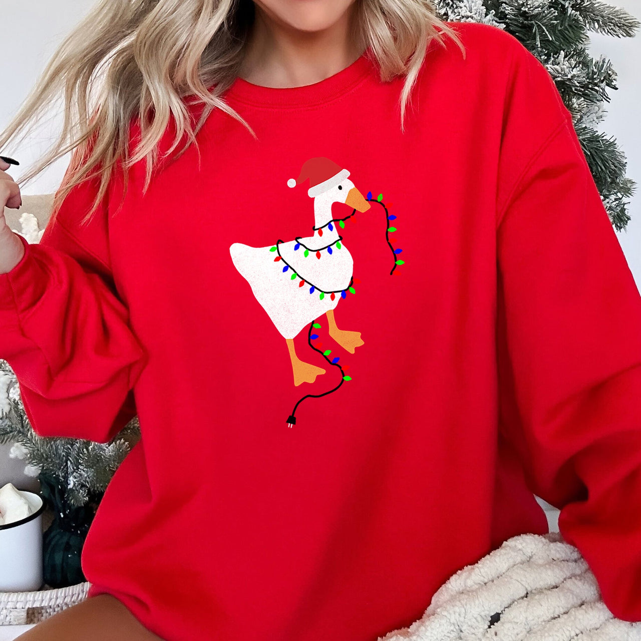Christmas Goose Lights Retro Festive Holiday Design With Vintage Neon Accents Sweatshirt