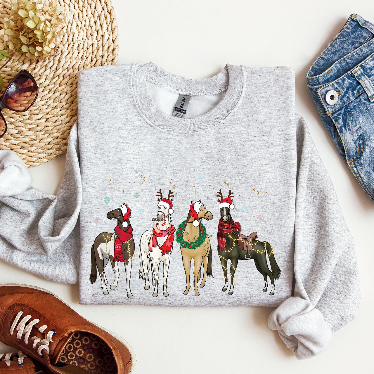 Christmas Horses Horse Lovers Santa Holiday Cheer Collection Official Sweatshirt