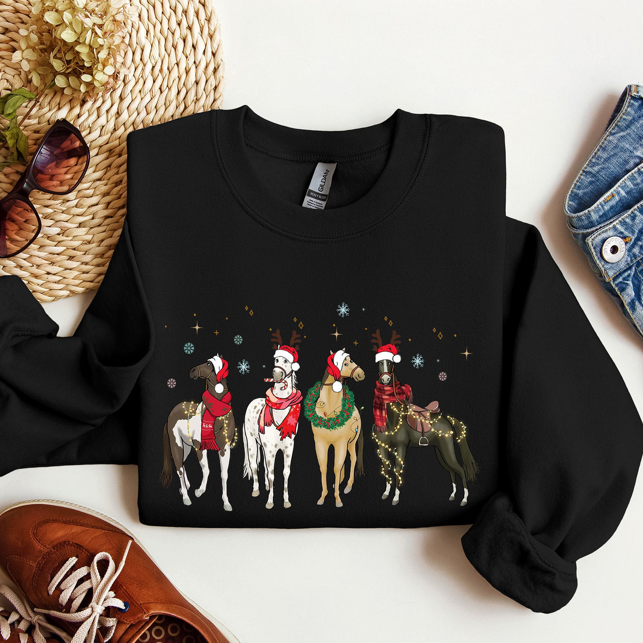 Christmas Horses Horse Lovers Santa Holiday Cheer Collection Official Sweatshirt