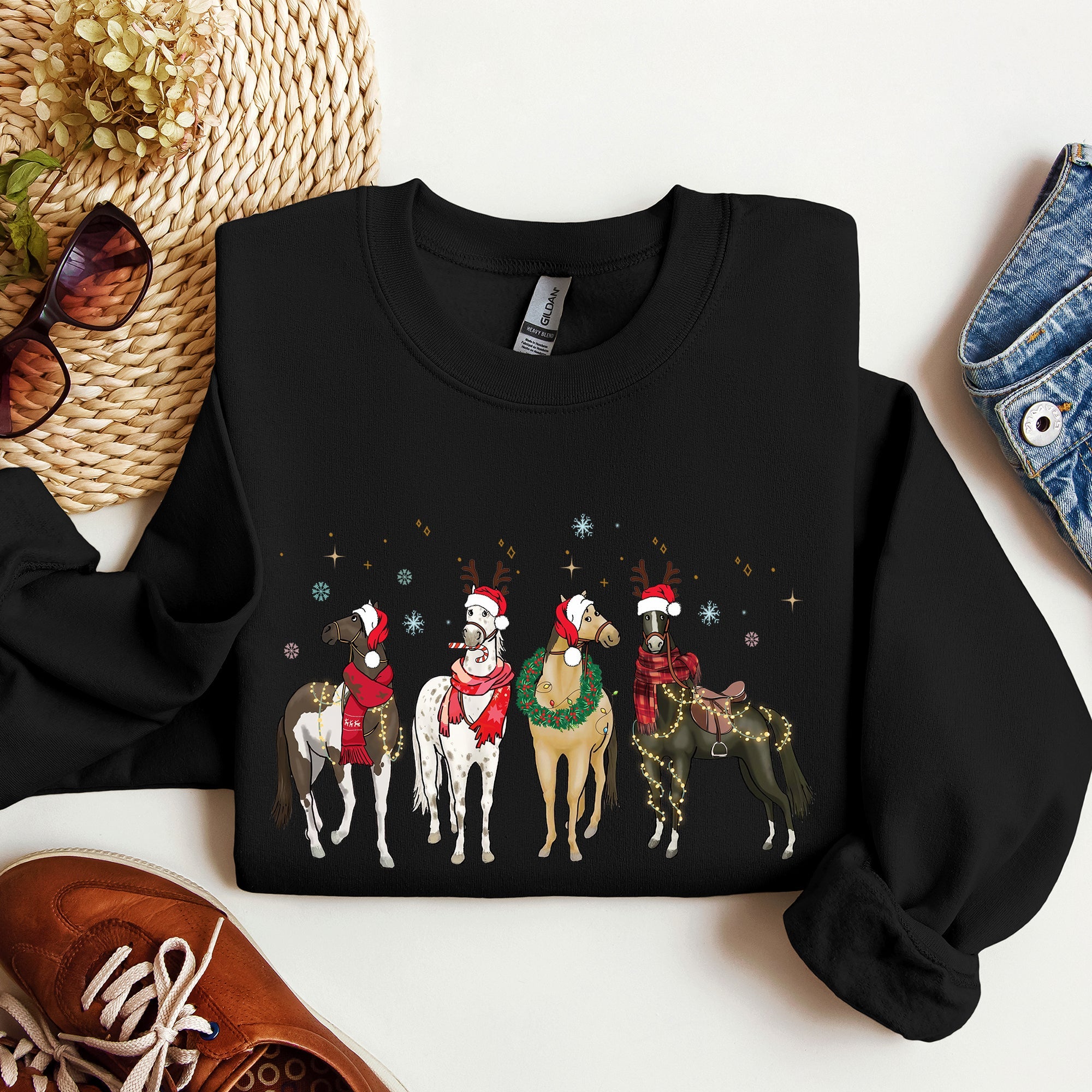 Christmas Horses Horse Lovers Santa Holiday Cheer Collection Official Sweatshirt