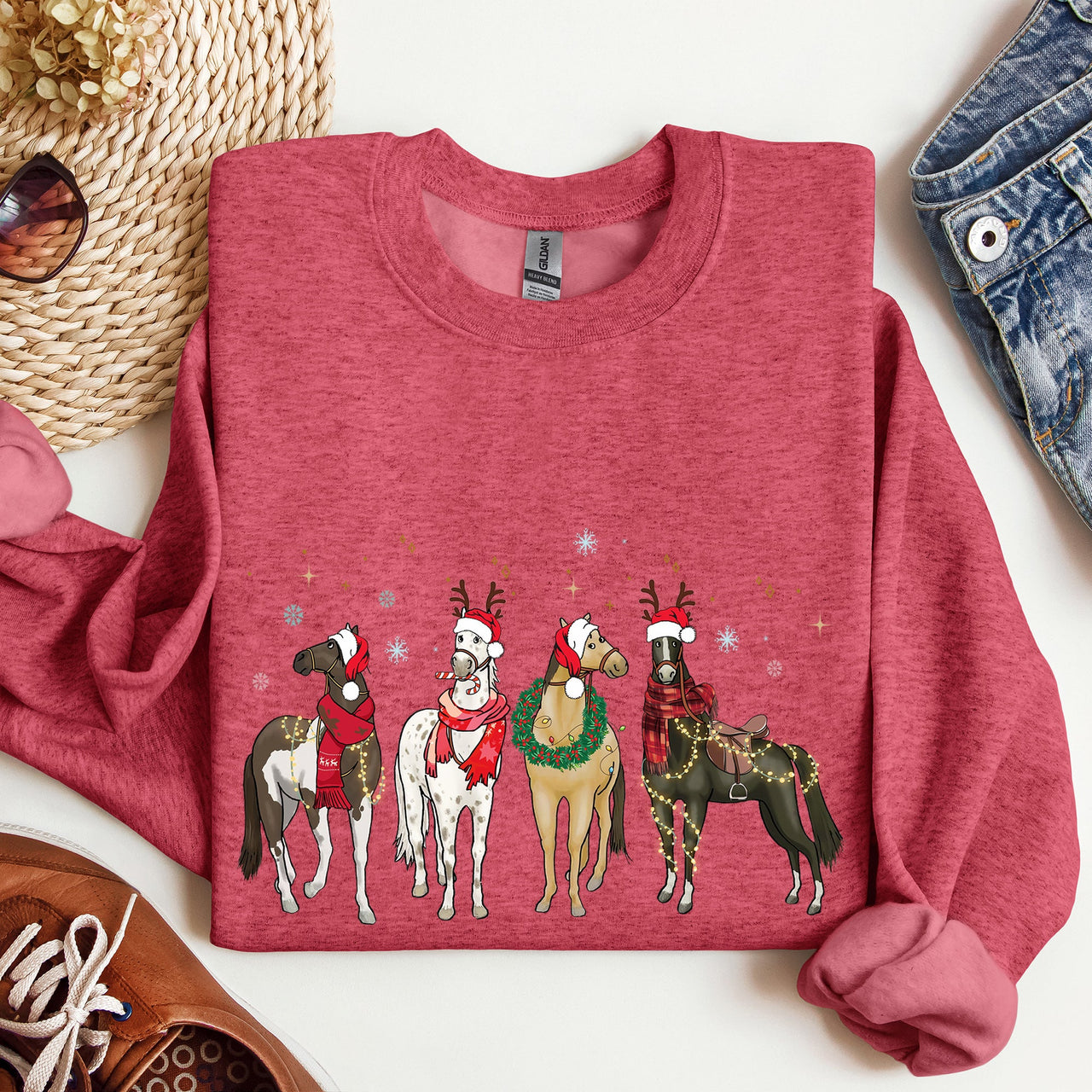 Christmas Horses Horse Lovers Santa Holiday Cheer Collection Official Sweatshirt