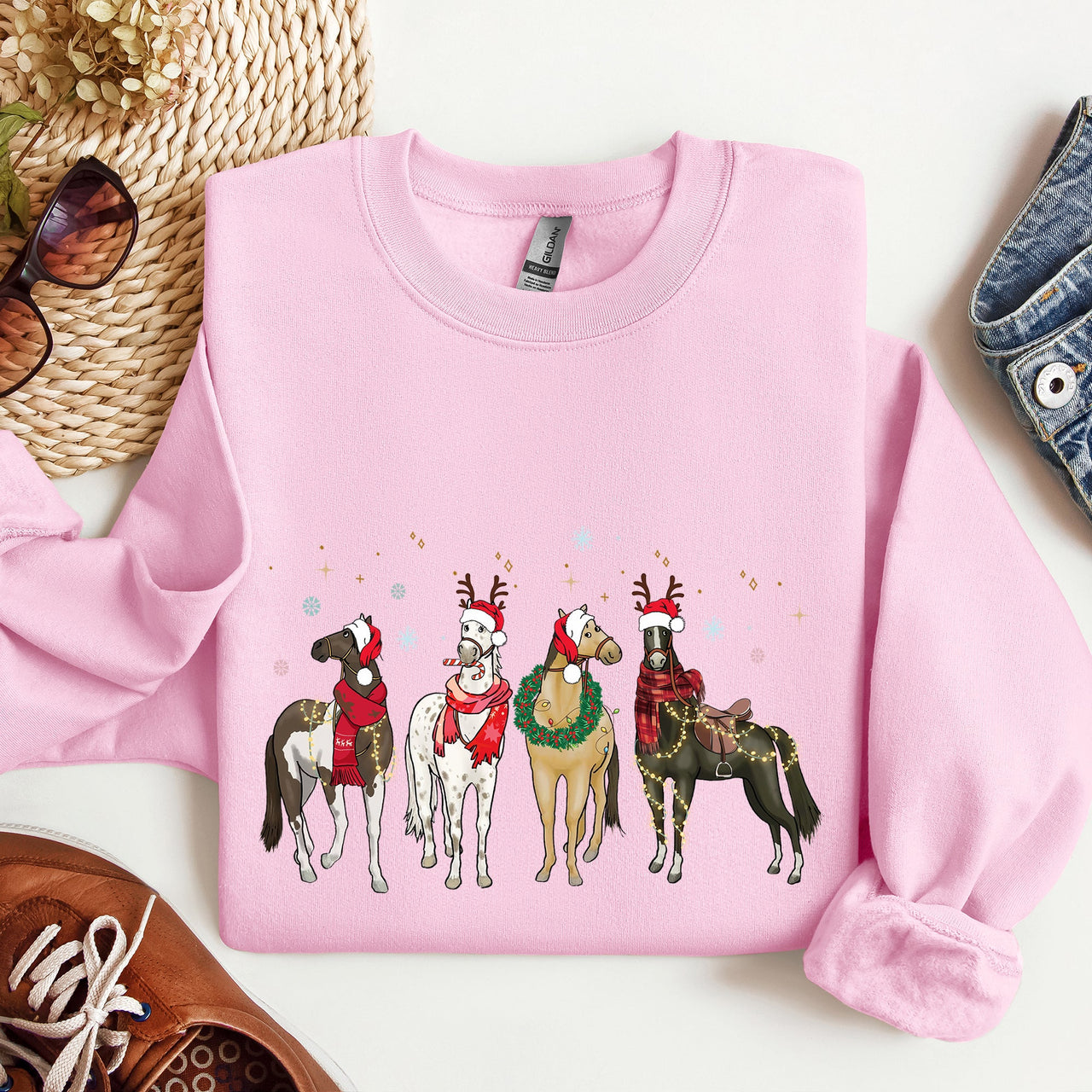 Christmas Horses Horse Lovers Santa Holiday Cheer Collection Official Sweatshirt