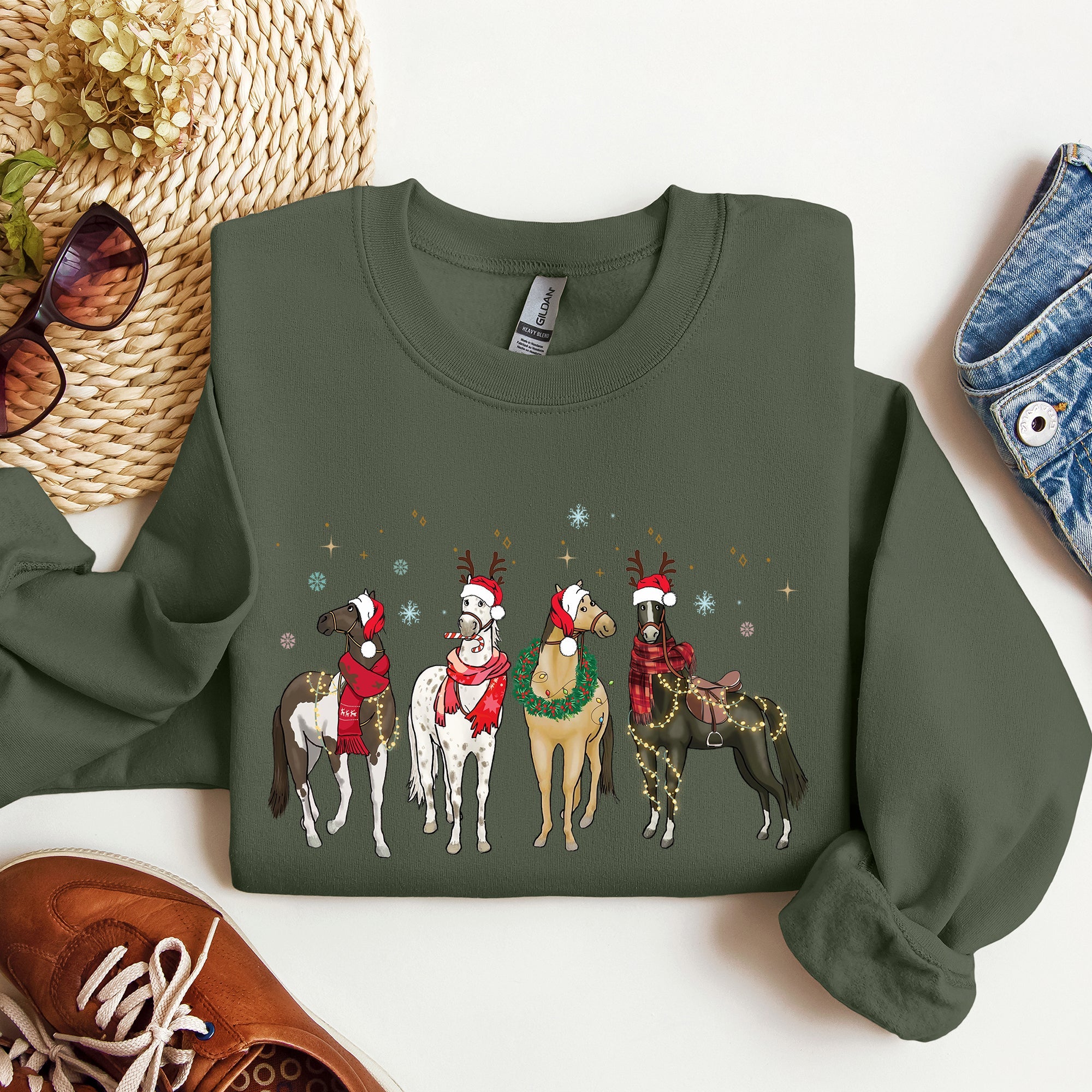 Christmas Horses Horse Lovers Santa Holiday Cheer Collection Official Sweatshirt