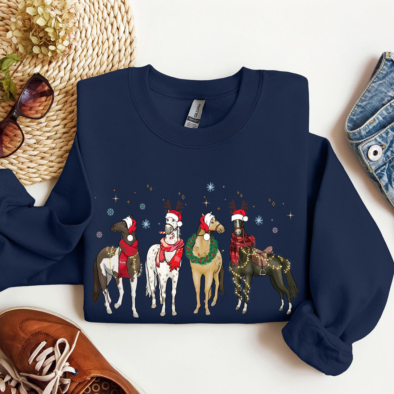 Christmas Horses Horse Lovers Santa Holiday Cheer Collection Official Sweatshirt