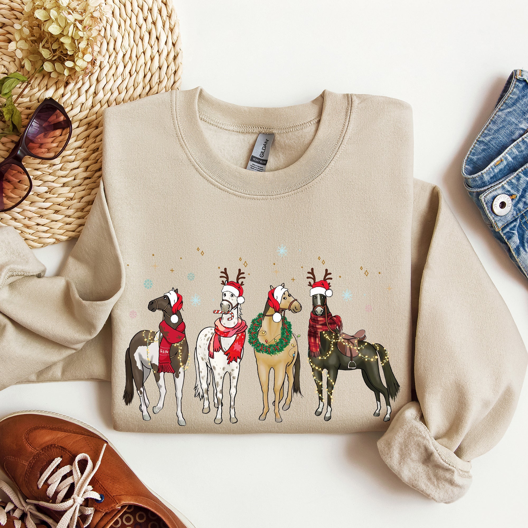 Christmas Horses Horse Lovers Santa Holiday Cheer Collection Official Sweatshirt