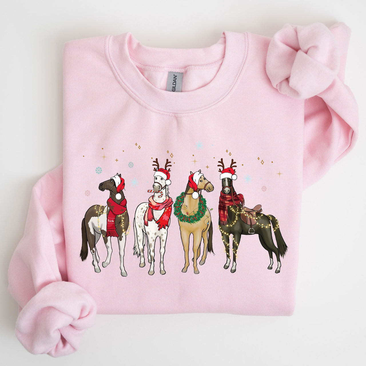 Christmas Horses Santa Winter Snow Xmas Festive Joyful Gallop Horse Lovers Sweatshirt