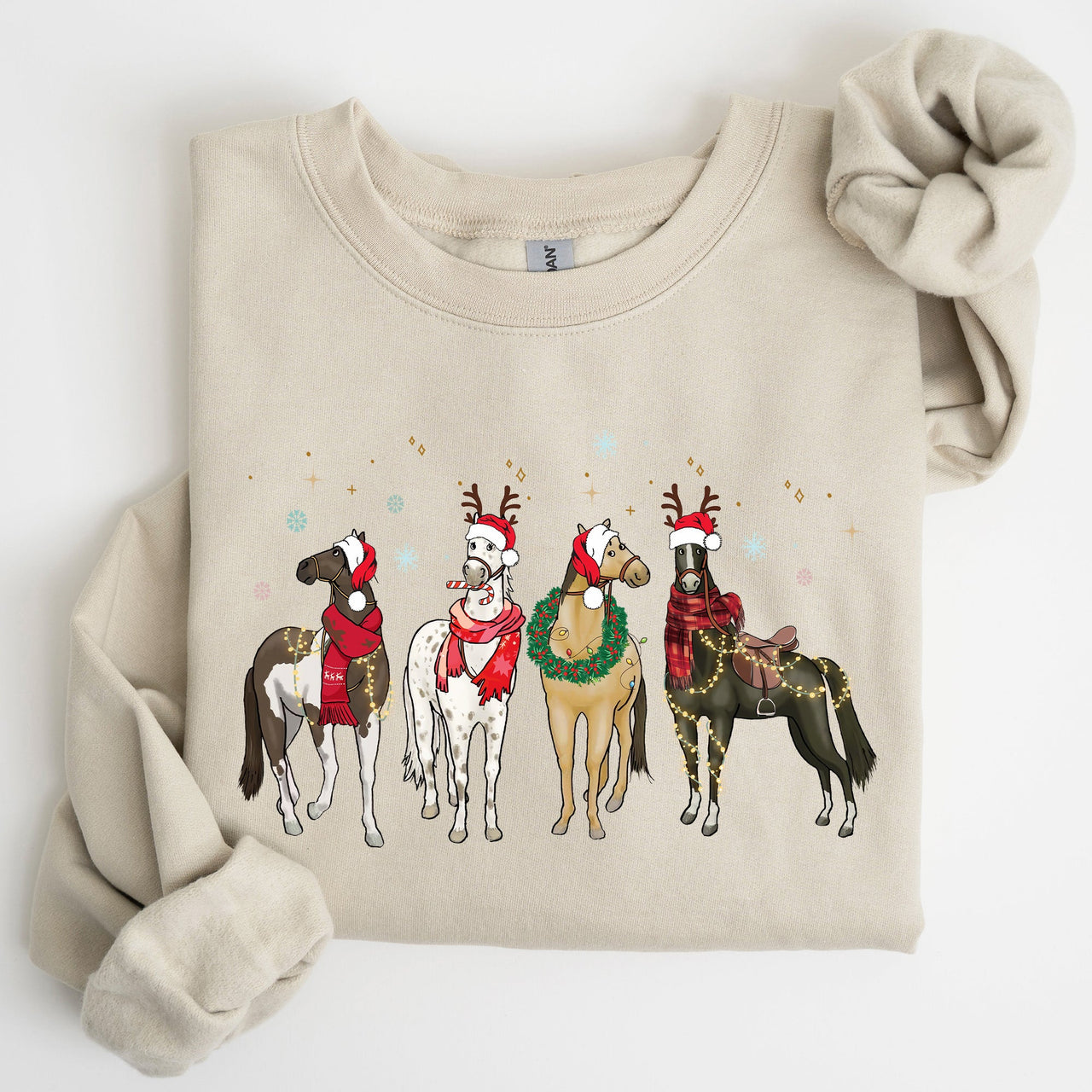 Christmas Horses Santa Winter Snow Xmas Festive Joyful Gallop Horse Lovers Sweatshirt
