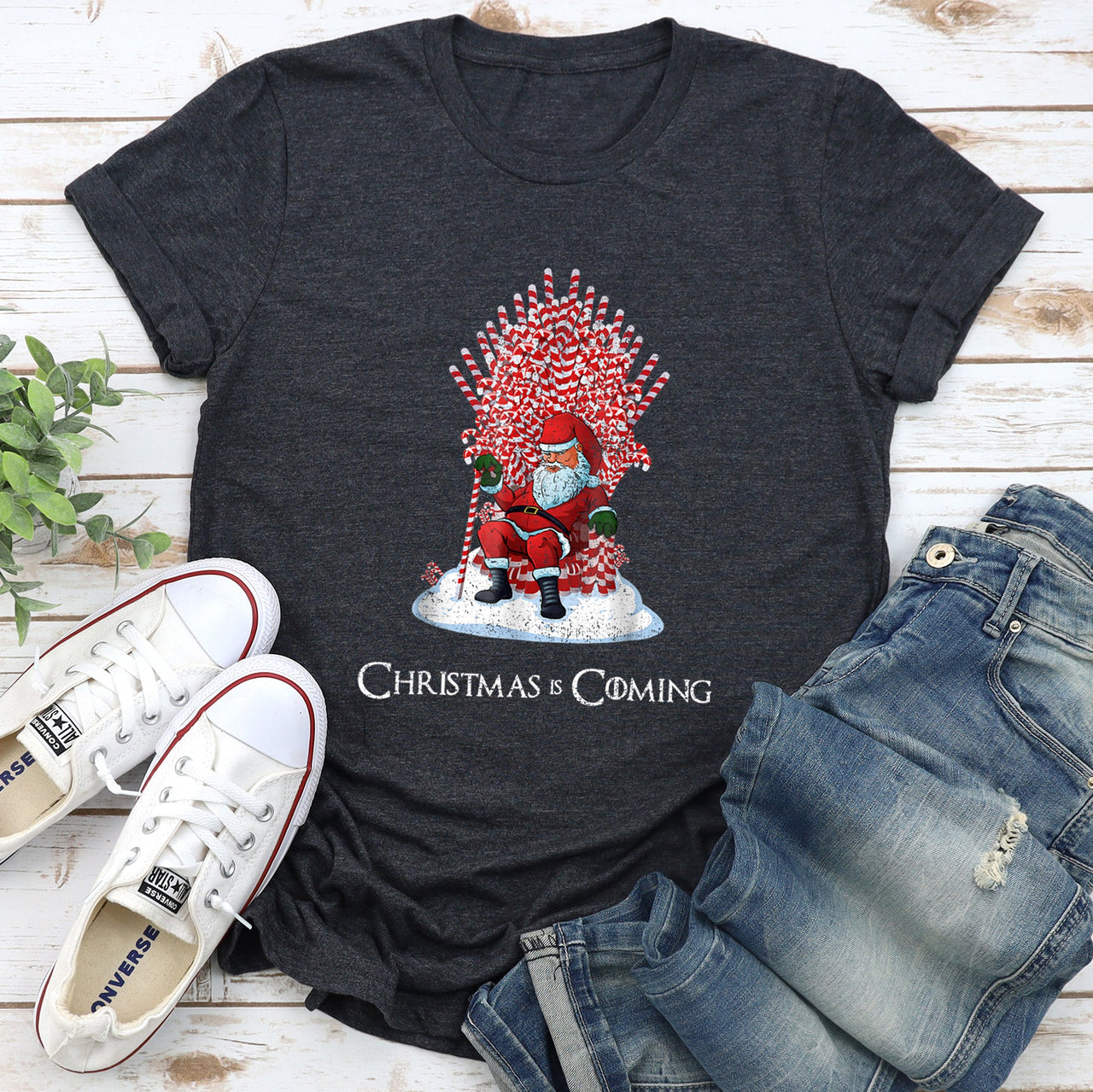 Christmas Is Coming, Santa, Throne Game Holiday Limited Edition Pop Culture Reference Graphic Tee
