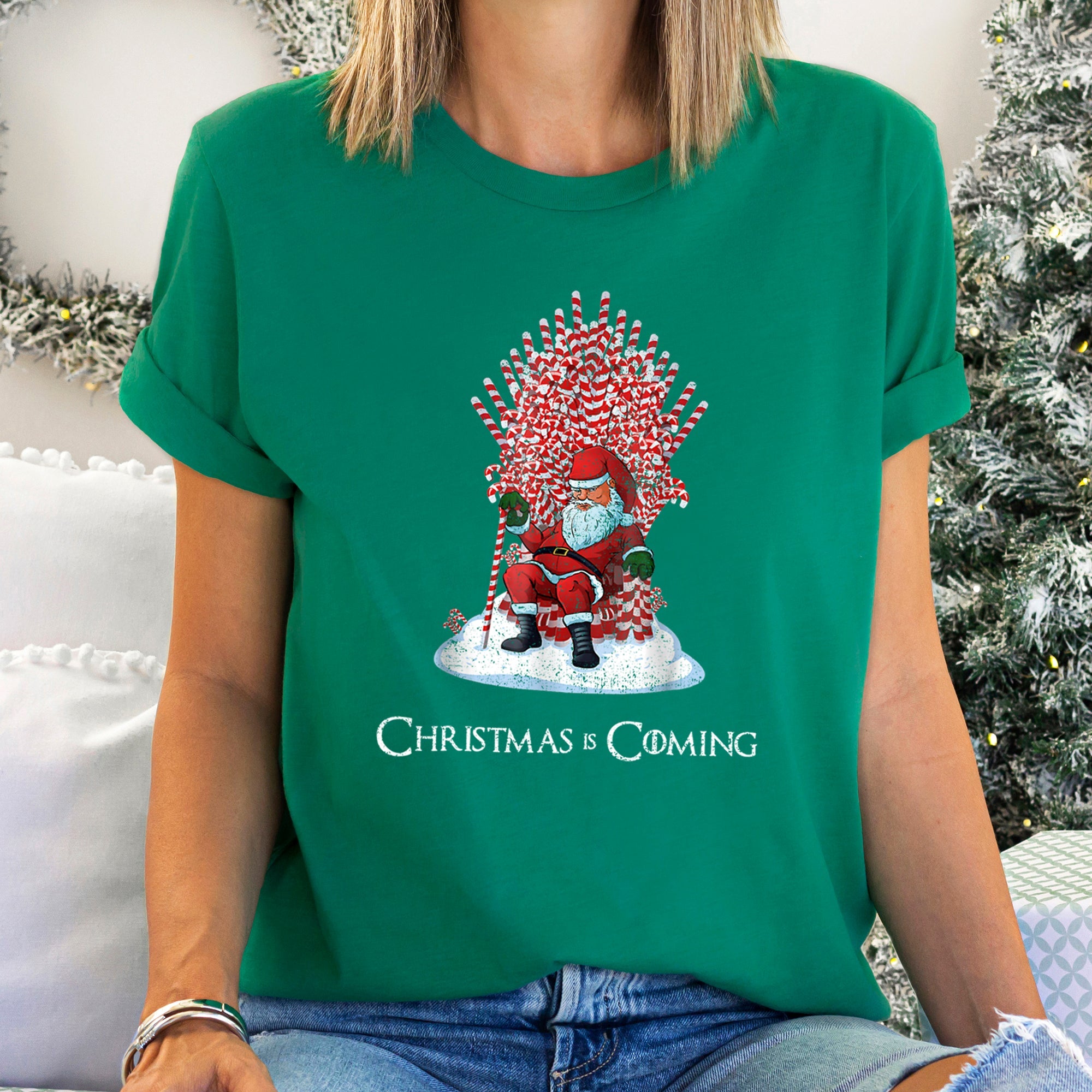 Christmas Is Coming, Santa, Throne Game Holiday Limited Edition Pop Culture Reference Graphic Tee