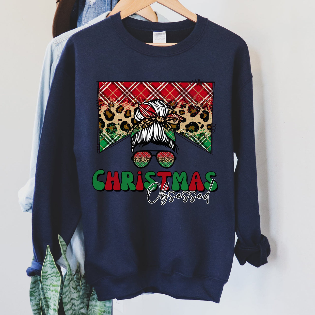 Christmas Obsessed Leopard Print Festive Cozy Premium Edition Holiday Sweatshirt
