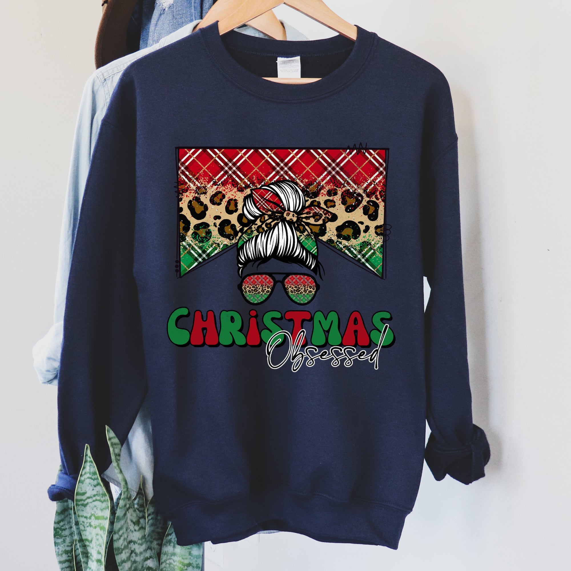 Christmas Obsessed Leopard Print Festive Cozy Premium Edition Holiday Sweatshirt