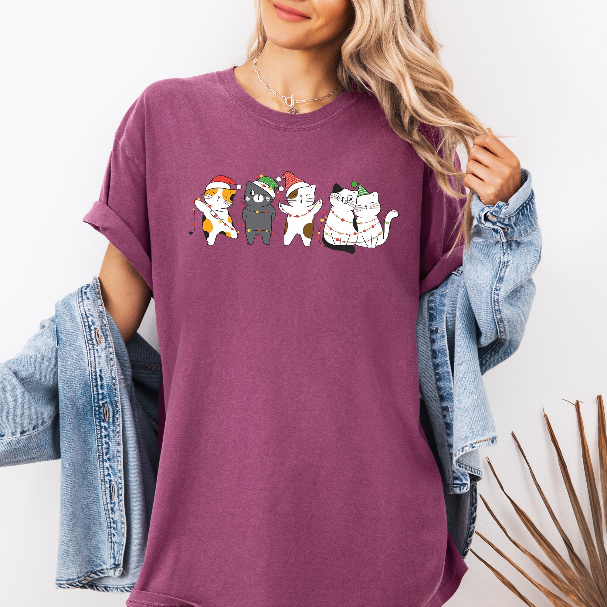Festive Christmas Party Cats Santa Cute Cat Lover Graphic Edition Comfort Colors Tee
