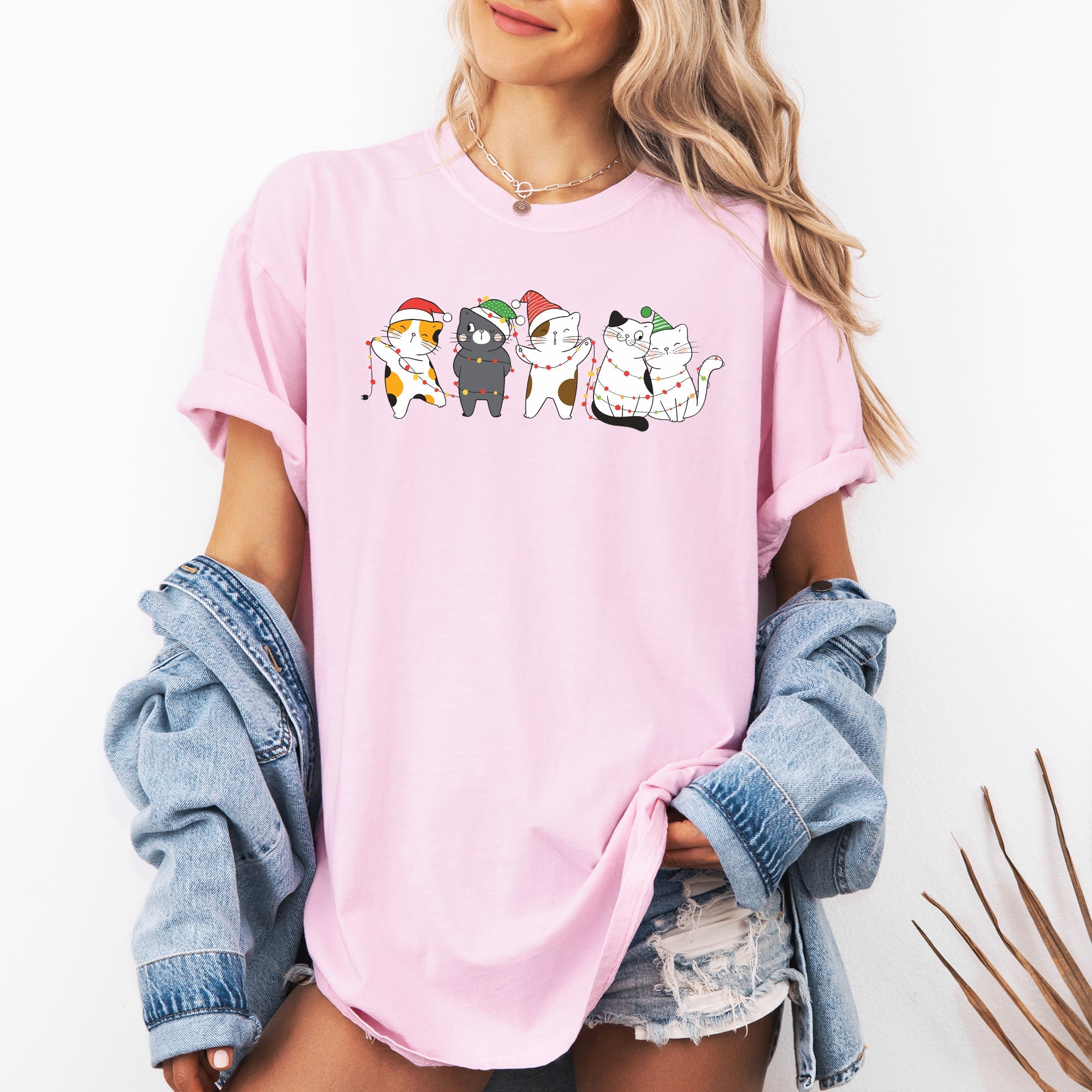 Festive Christmas Party Cats Santa Cute Cat Lover Graphic Edition Comfort Colors Tee