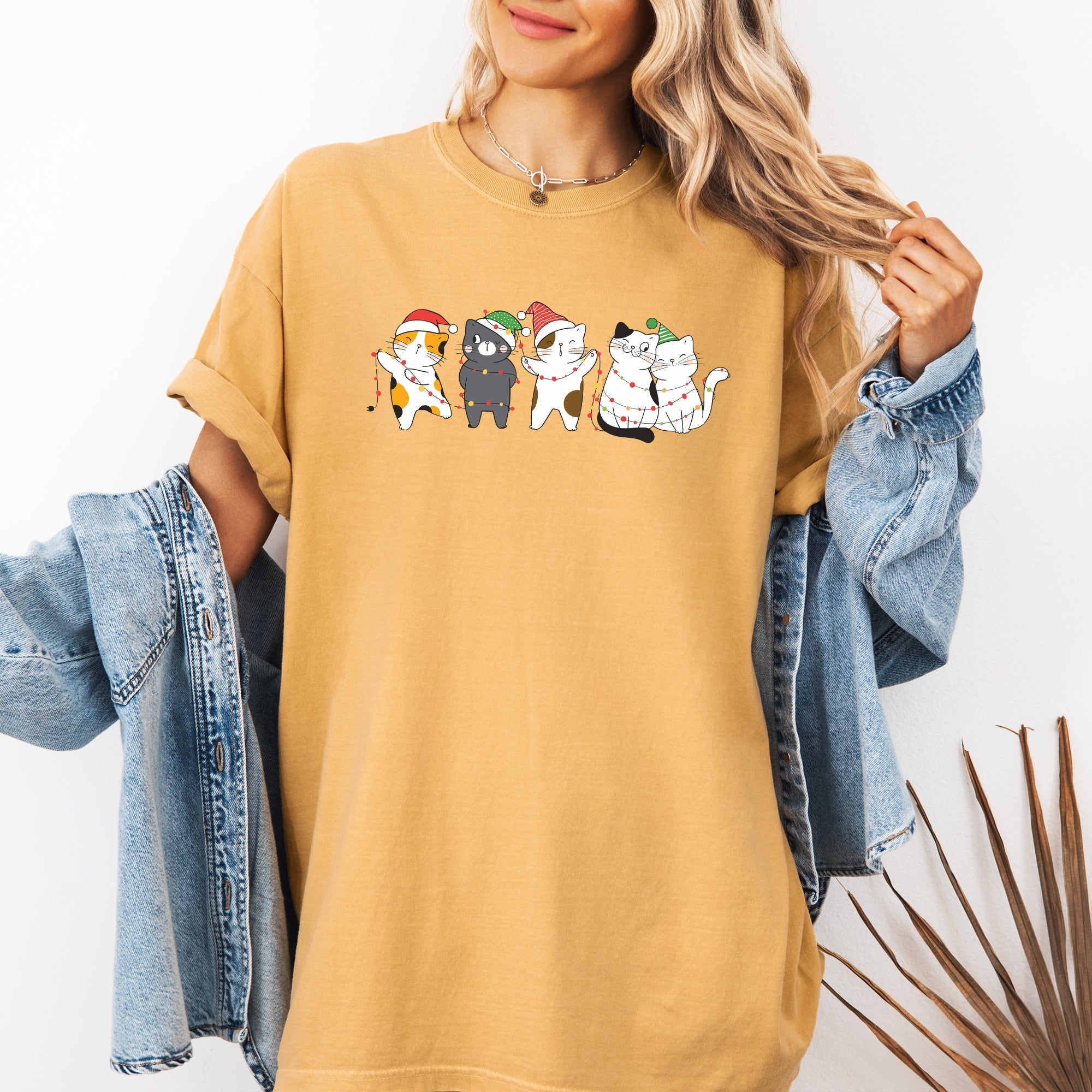 Festive Christmas Party Cats Santa Cute Cat Lover Graphic Edition Comfort Colors Tee