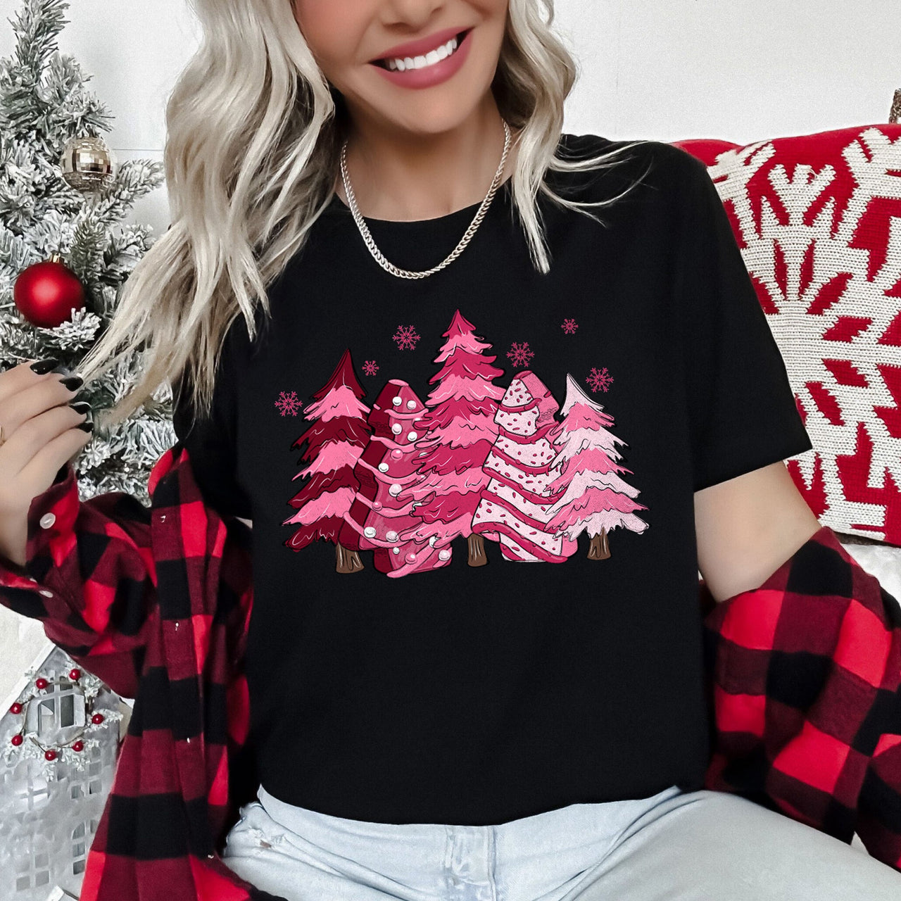 Christmas Snack Trees Holiday Edition Pixel Art and Cozy Holiday Cheer Graphic Tee