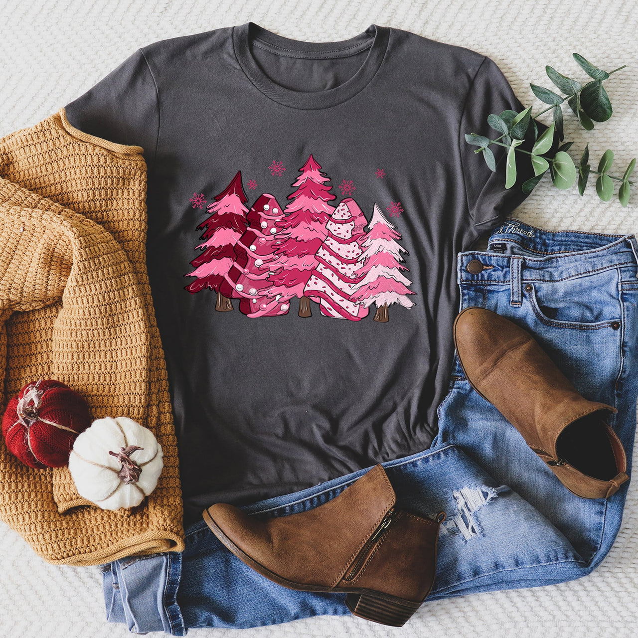 Christmas Snack Trees Holiday Edition Pixel Art and Cozy Holiday Cheer Graphic Tee