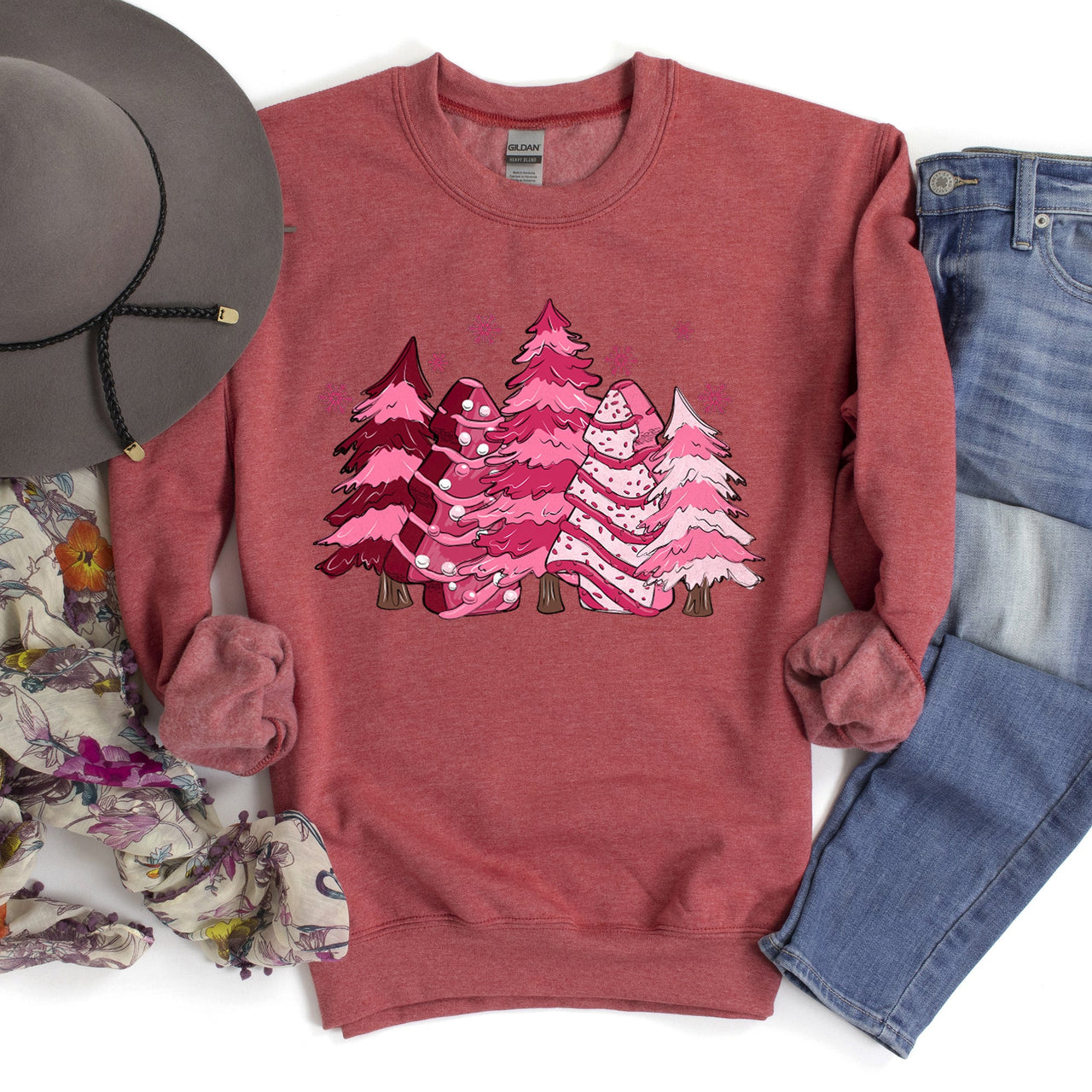 Christmas Snack Trees Pink Little Debbie Holiday Treats Classic Graphic Sweatshirt