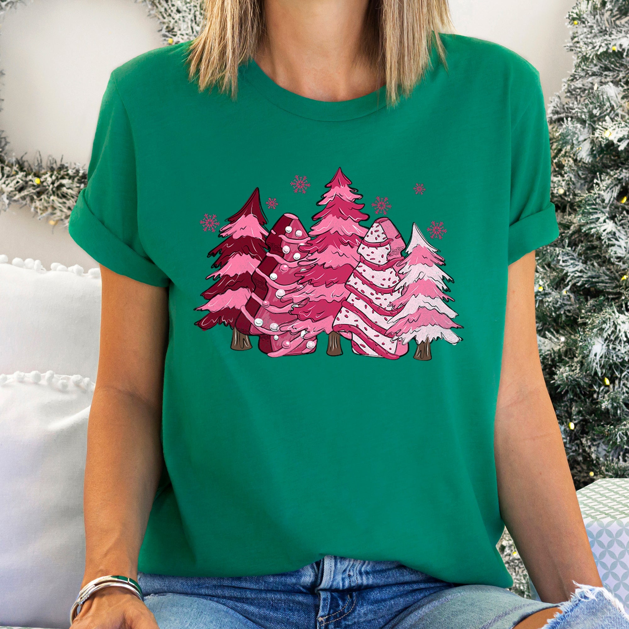 Christmas Snack Trees Holiday Edition Pixel Art and Cozy Holiday Cheer Graphic Tee