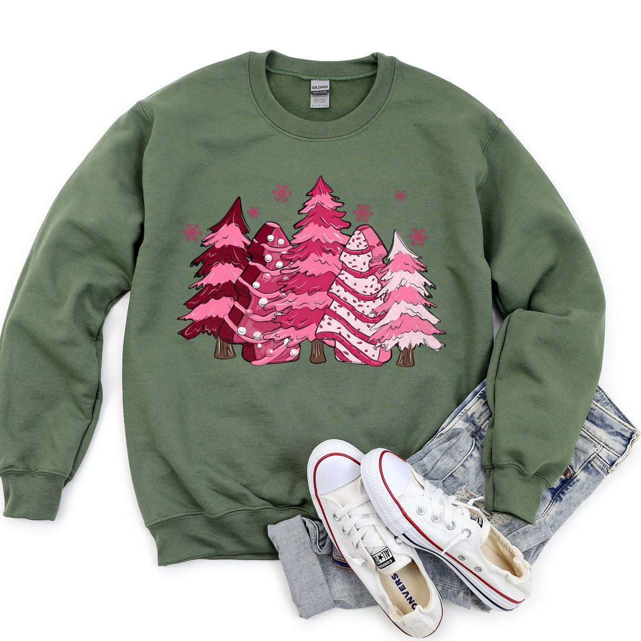 Christmas Snack Trees Pink Little Debbie Holiday Treats Classic Graphic Sweatshirt