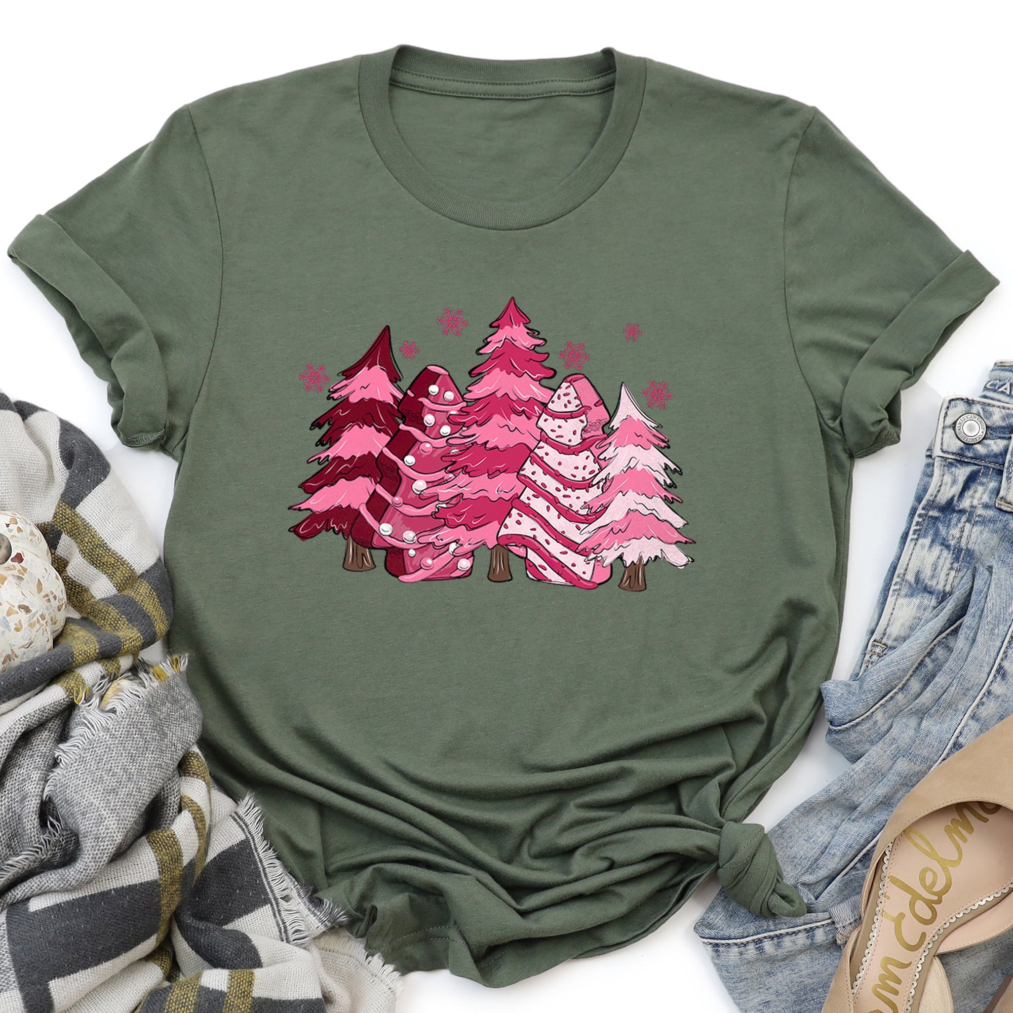 Christmas Snack Trees Holiday Edition Pixel Art and Cozy Holiday Cheer Graphic Tee