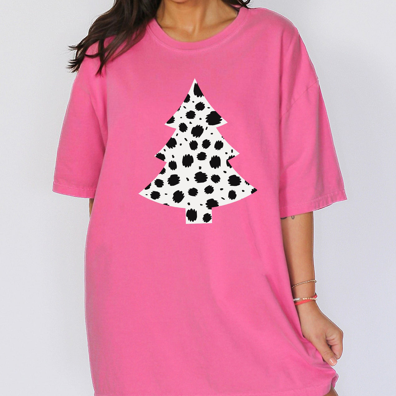 Christmas Tree Dalmatian Animal Print Winter Xmas Santa Comfort Colors Tee