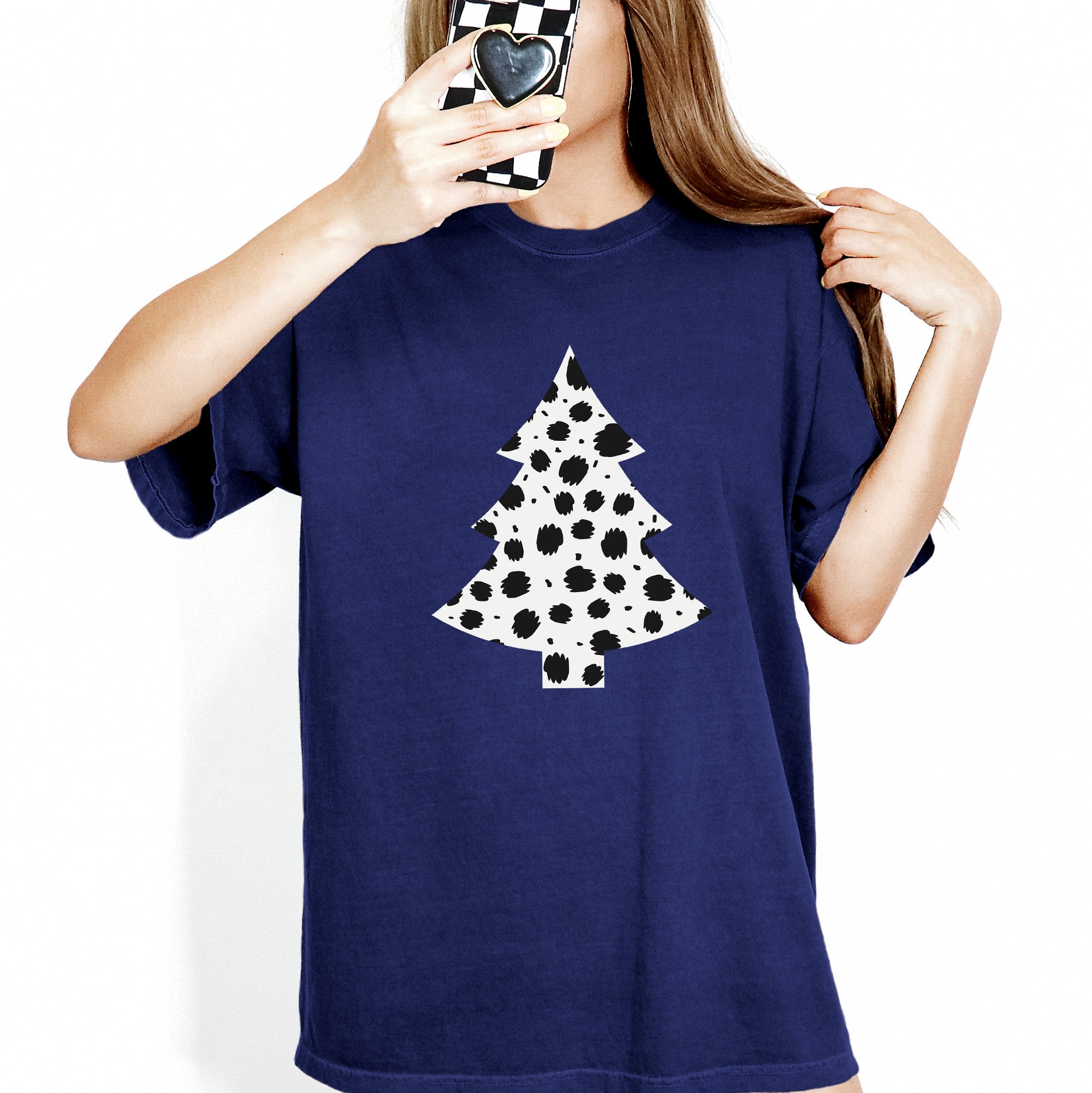Christmas Tree Dalmatian Animal Print Winter Xmas Santa Comfort Colors Tee