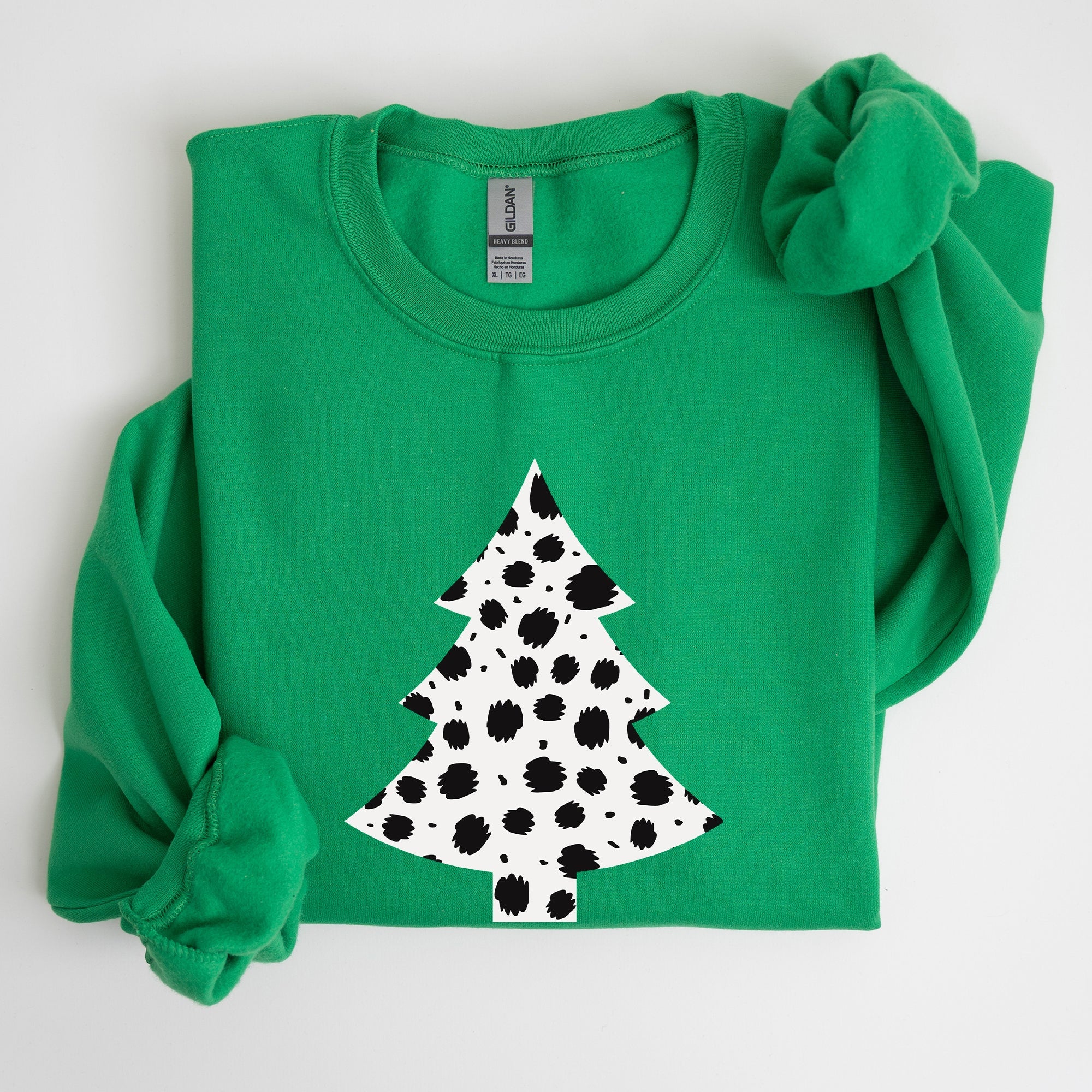 Dalmatian Christmas Tree Santa Animal Print Winter Holiday Scene With Festive Cheer Sweatshirt