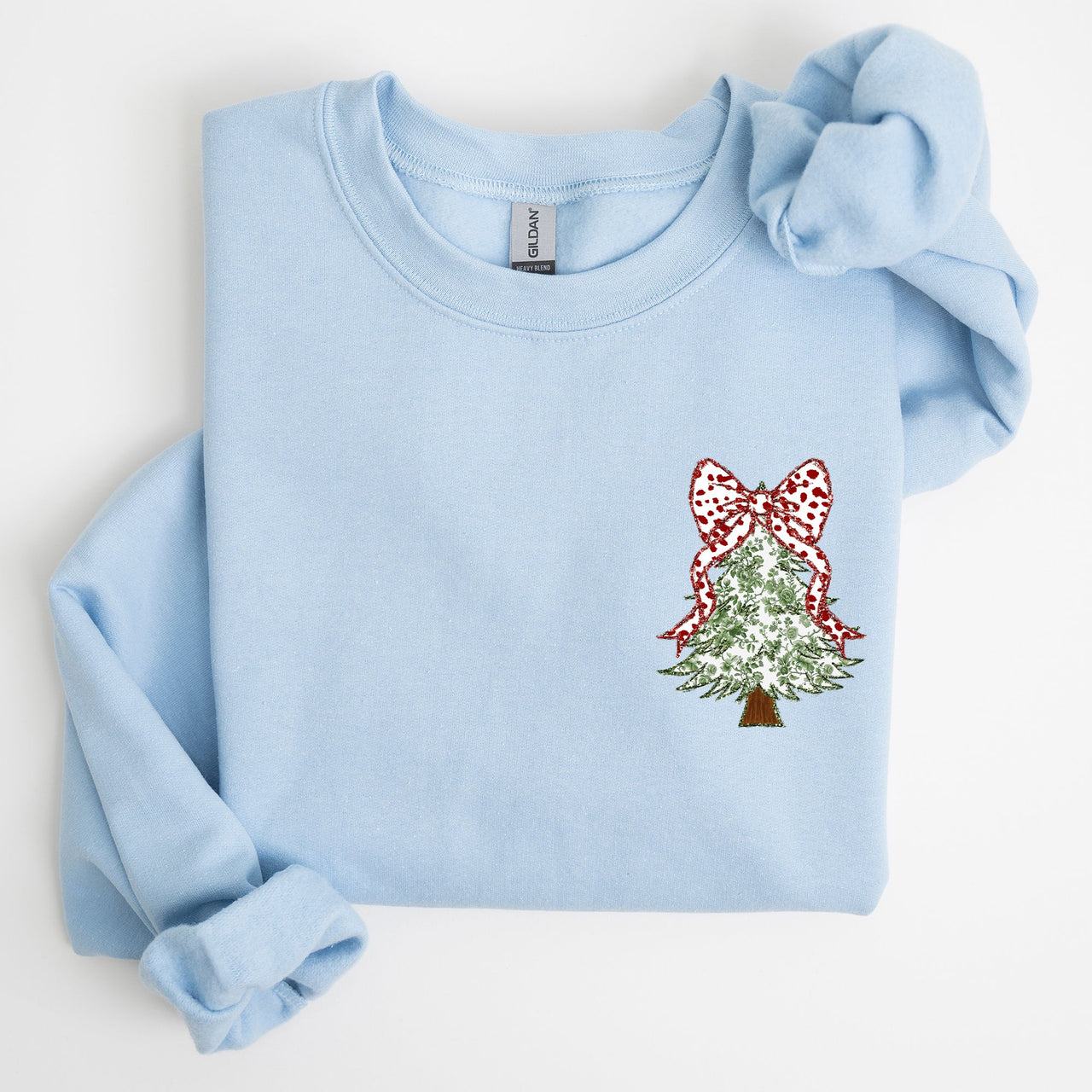 Christmas Tree Pocket Floral Coquette Ribbons Vintage Inspired Classic Season Winter Sweatshirt