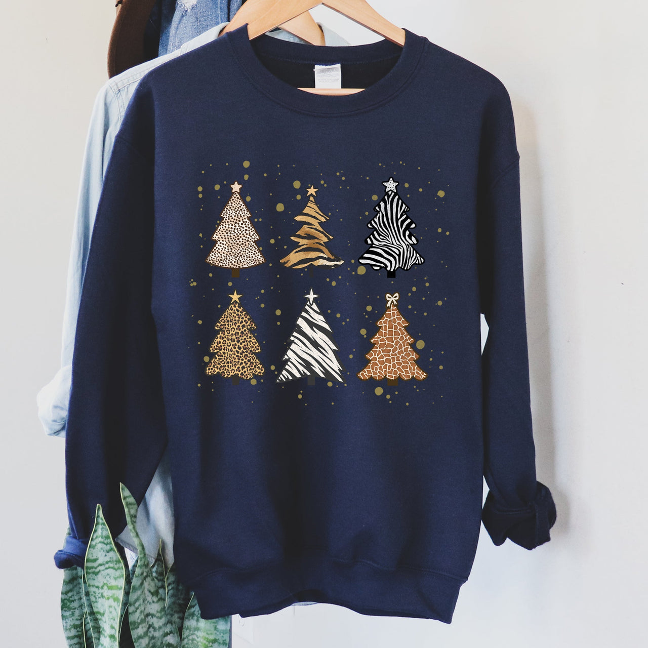Christmas Trees Animal Print Festive Seasonal Holiday Nature Inspired Design Sweatshirt