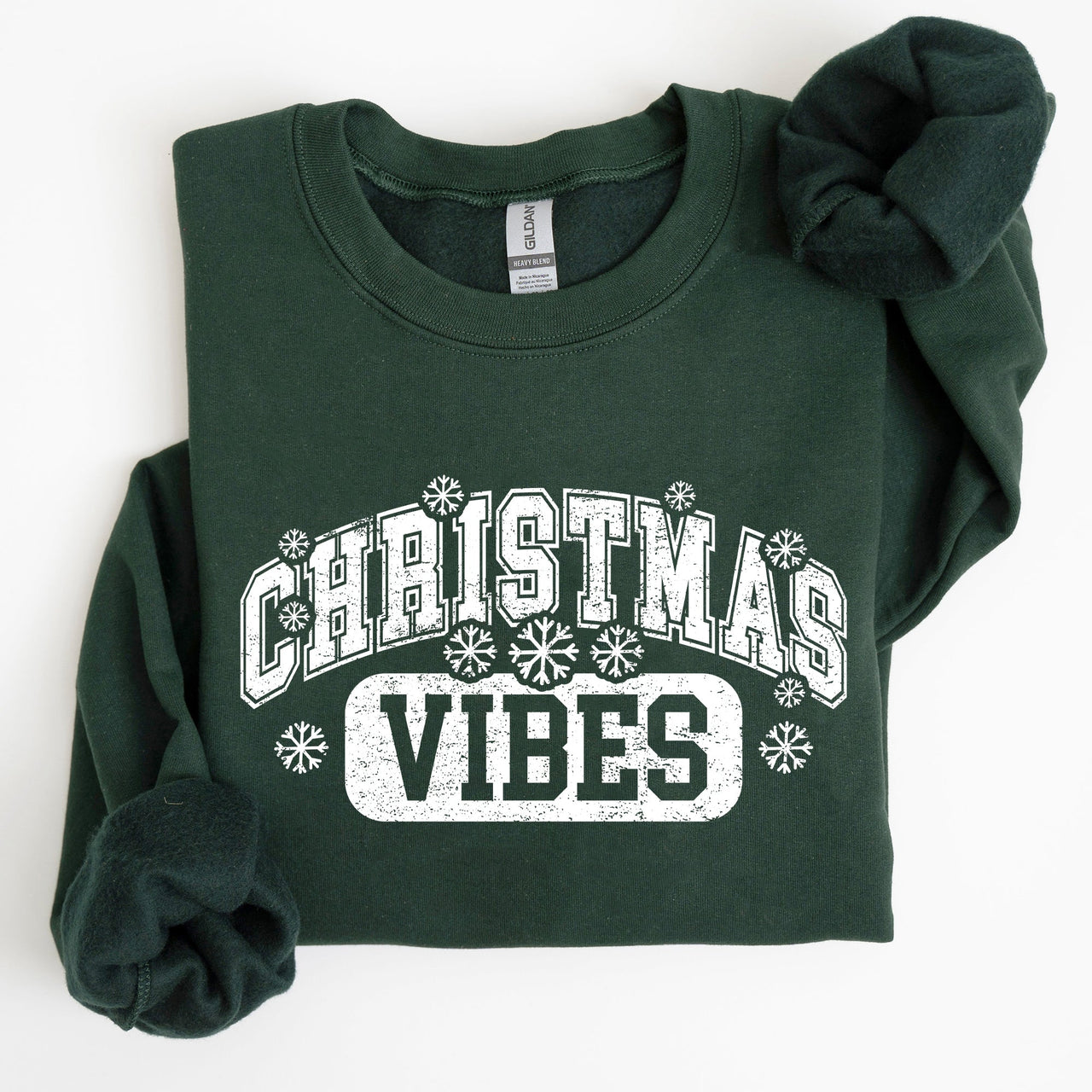 Christmas Vibes Snowflakes Retro Varsity Santa Snow Xmas Sweatshirt