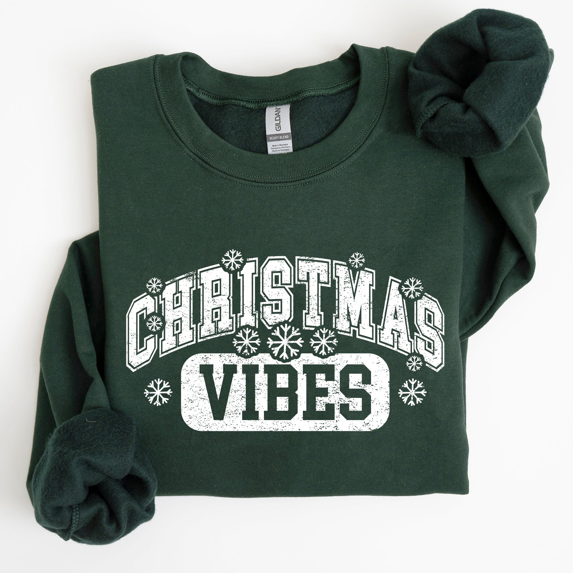 Christmas Vibes Snowflakes Retro Varsity Santa Snow Xmas Sweatshirt