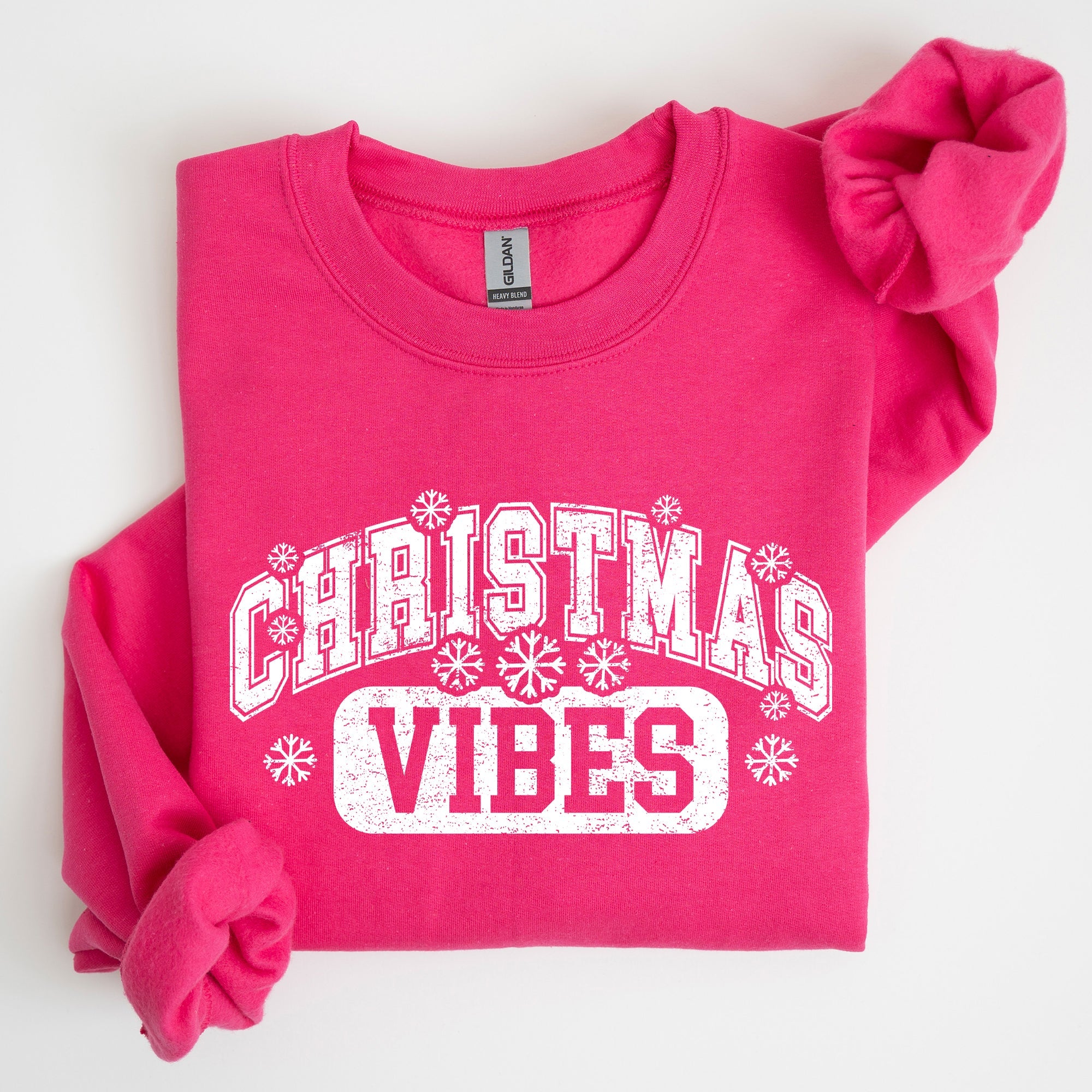 Christmas Vibes Snowflakes Retro Varsity Santa Snow Xmas Sweatshirt