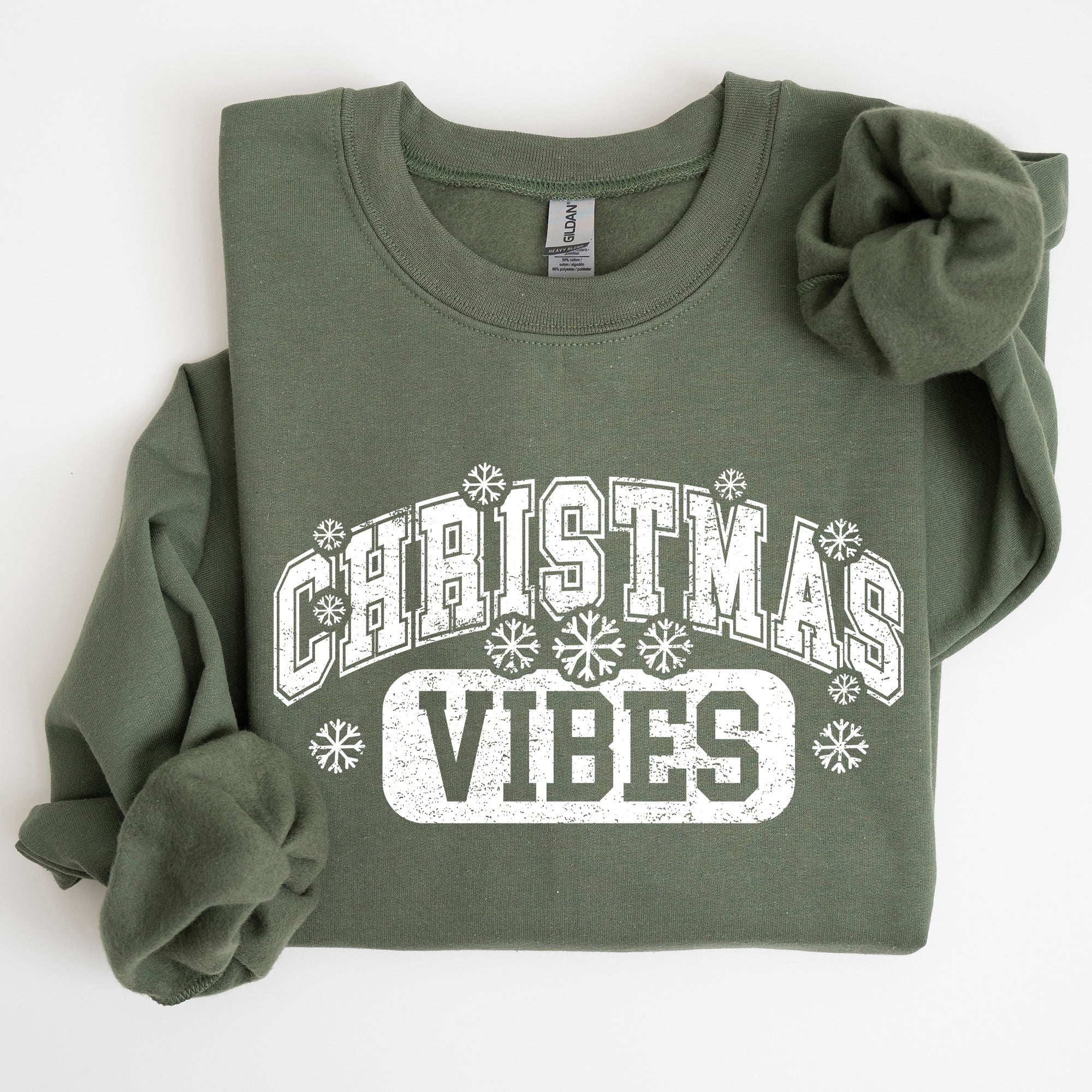 Christmas Vibes Snowflakes Retro Varsity Santa Snow Xmas Sweatshirt